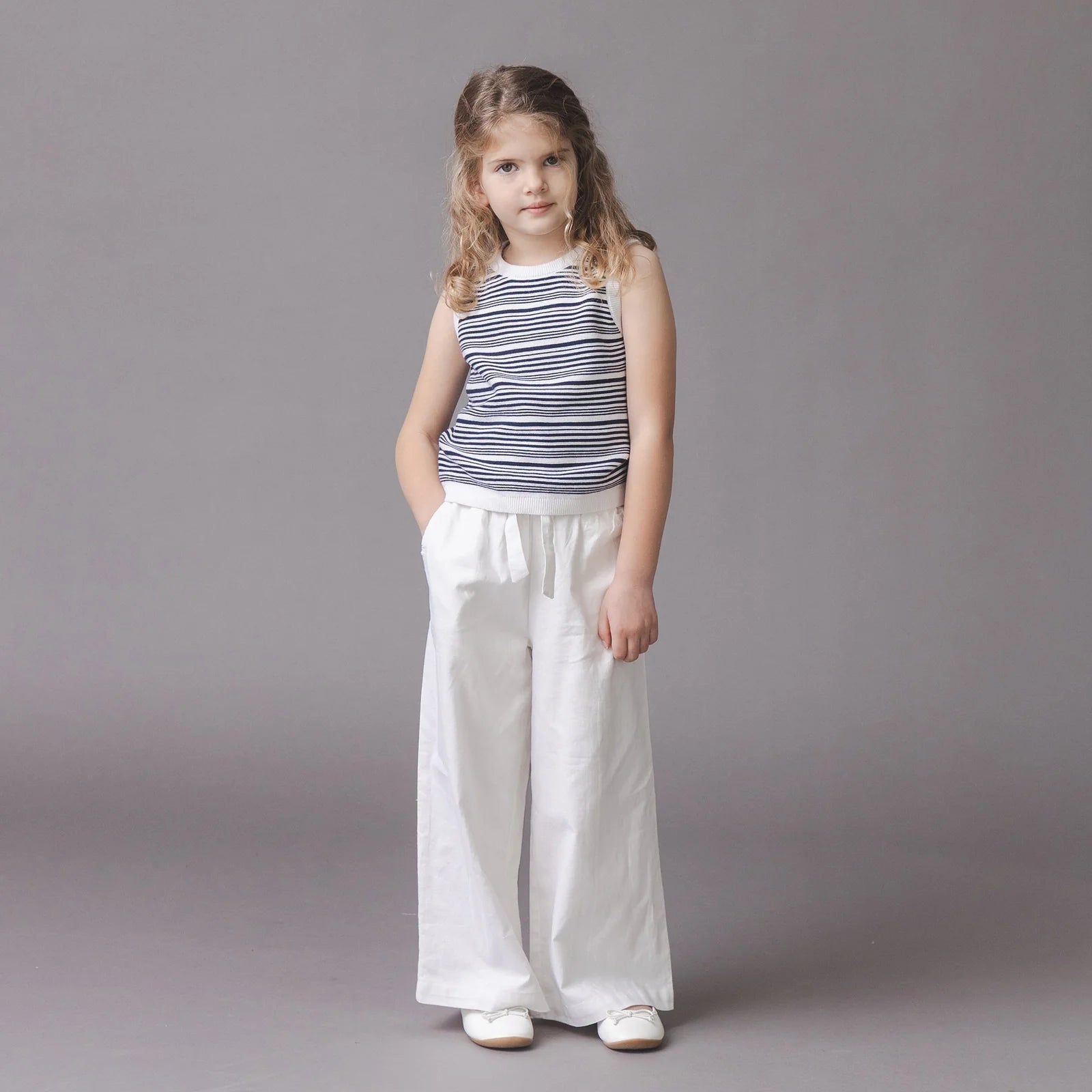 White Linen Paperbag Pants