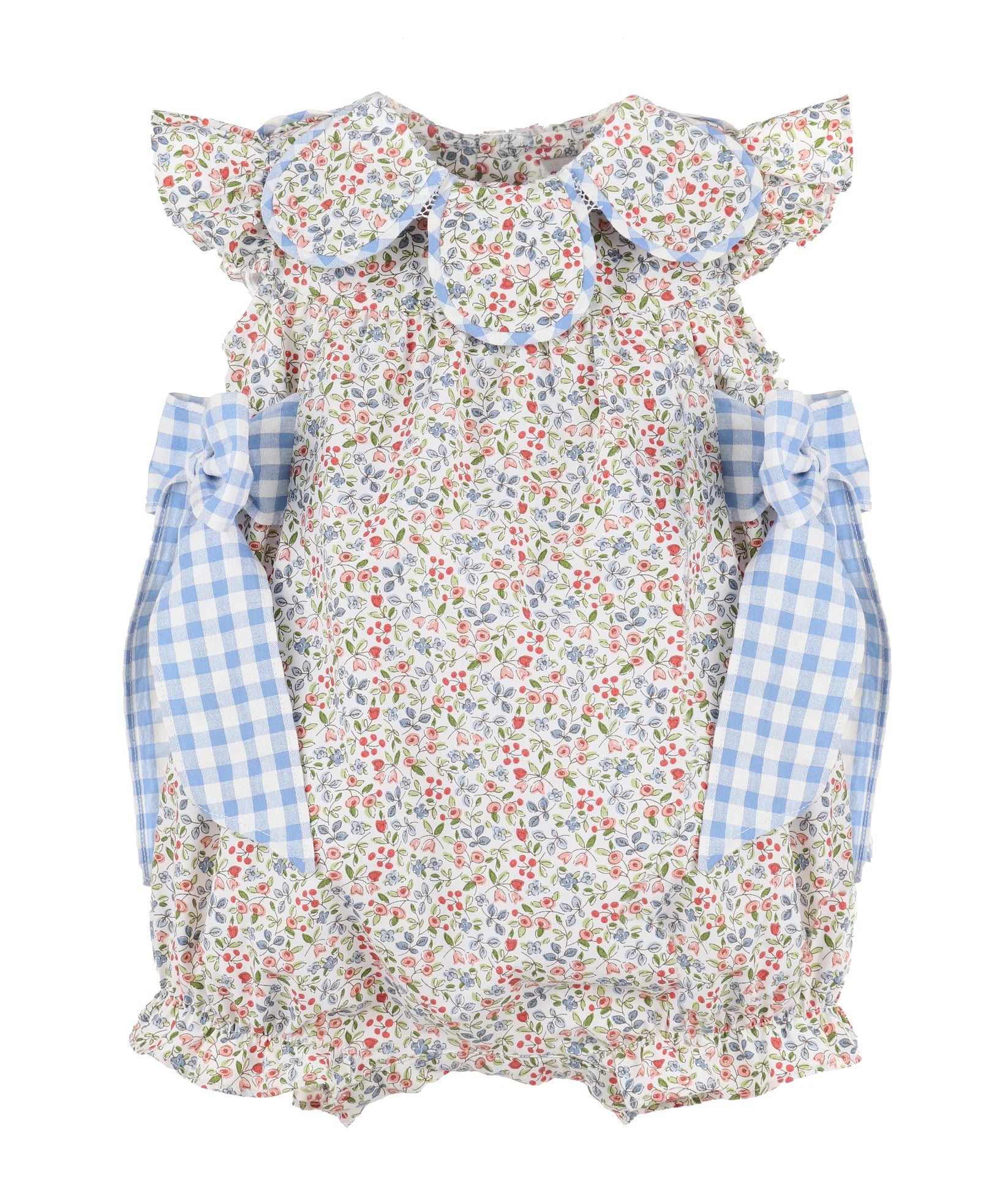 Americana Floral Blue Check Petal Playsuit