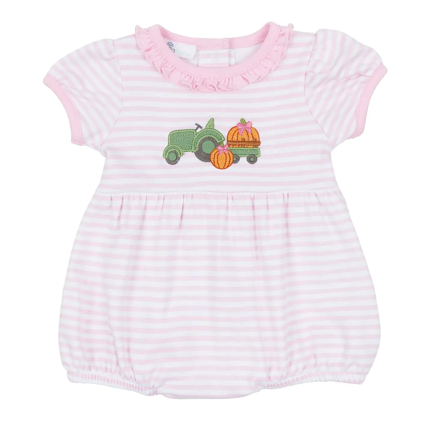 Pumpkin Tractor Applique Ruffle Bubble