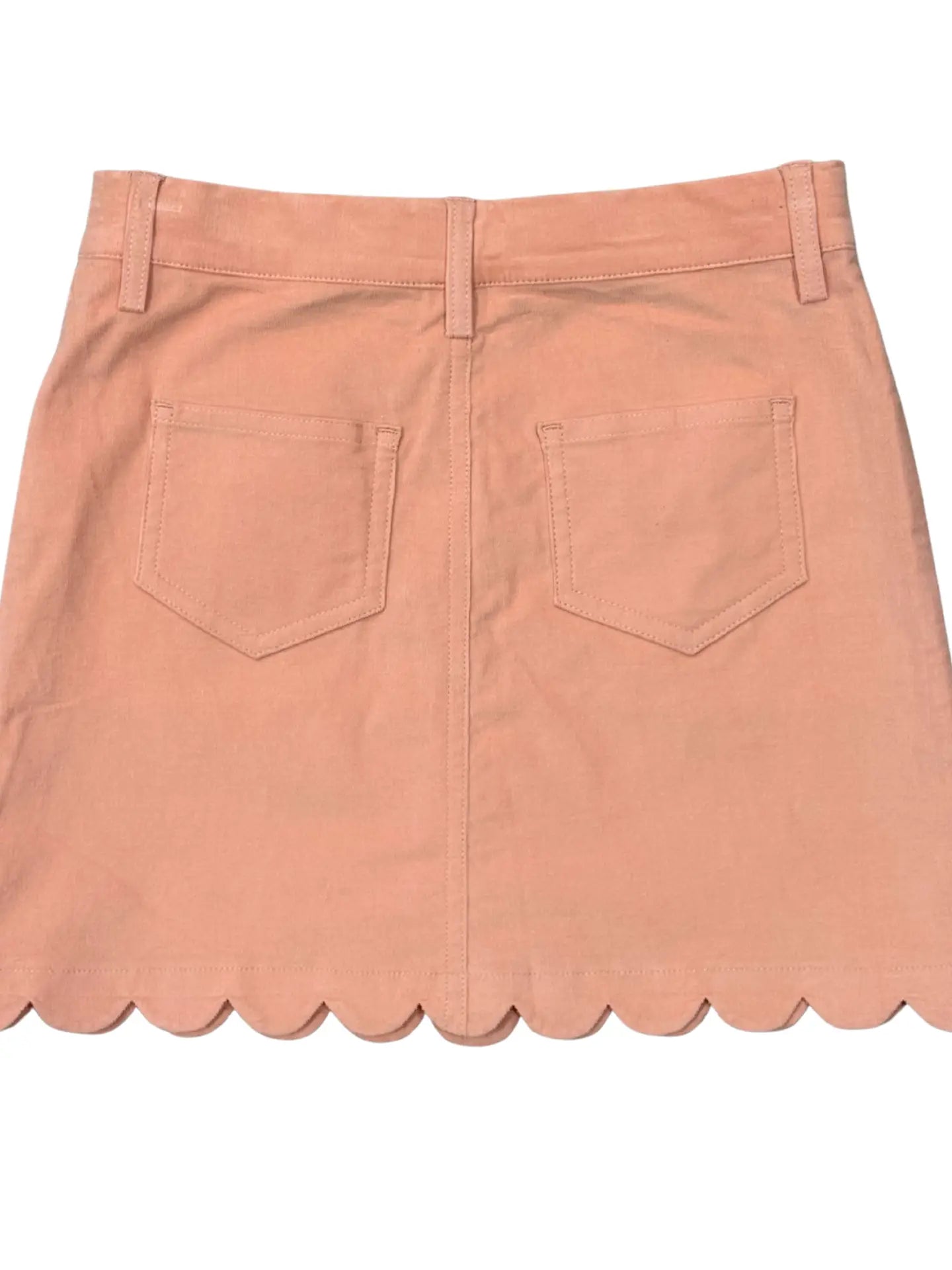 Rose Cloud Scallop Hem Corduroy Skirt