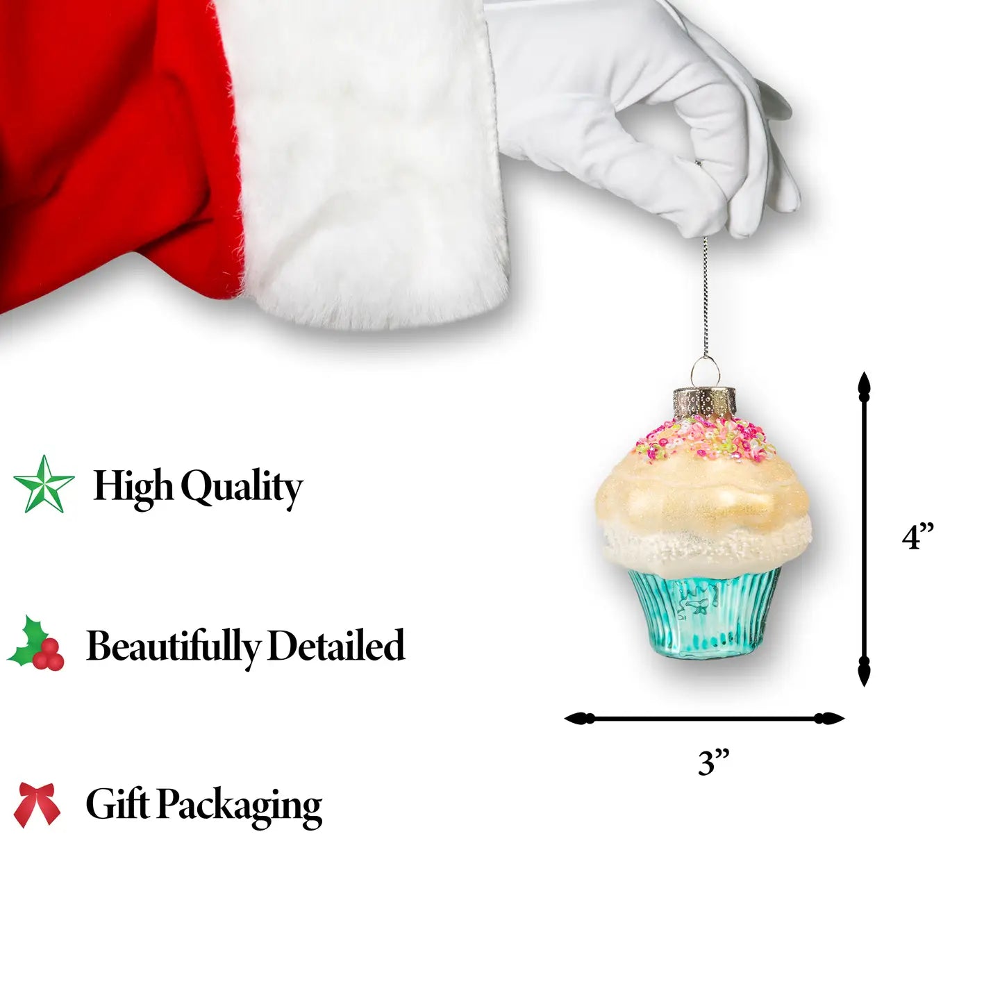 Vanilla Cupcake Glass Ornament