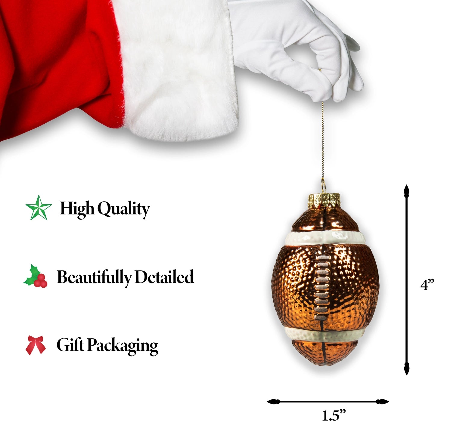Football Glass Ornament