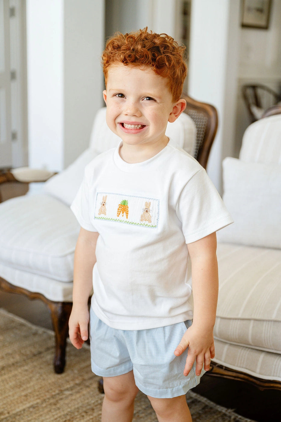 Easter Bunny and Carrots Smocked Shorts Set