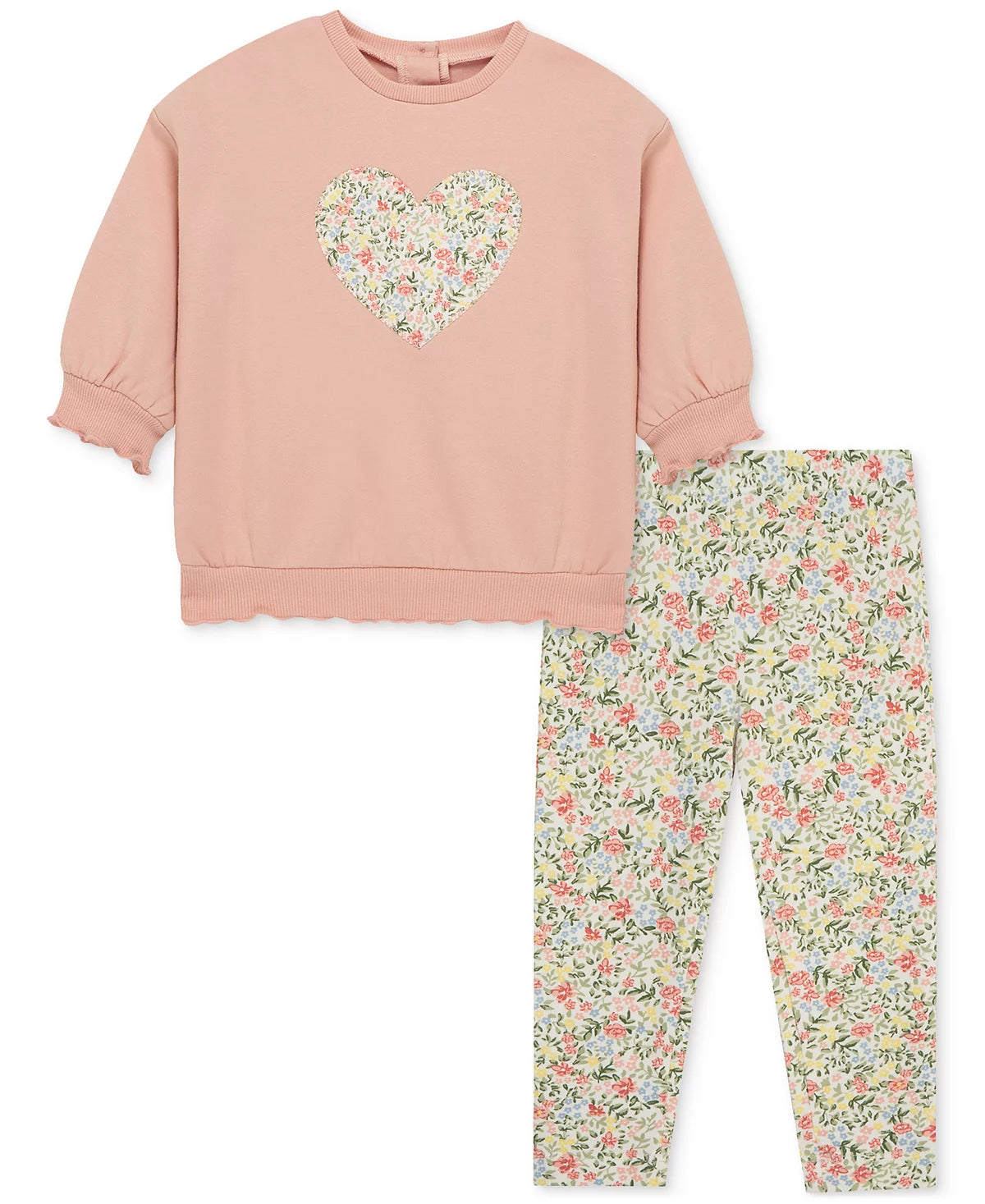 Floral Heart Applique Sweatshirt & Leggings