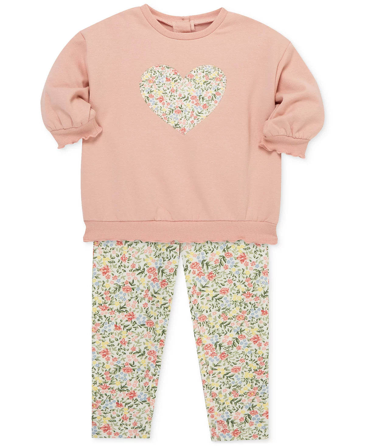 Floral Heart Applique Sweatshirt & Leggings