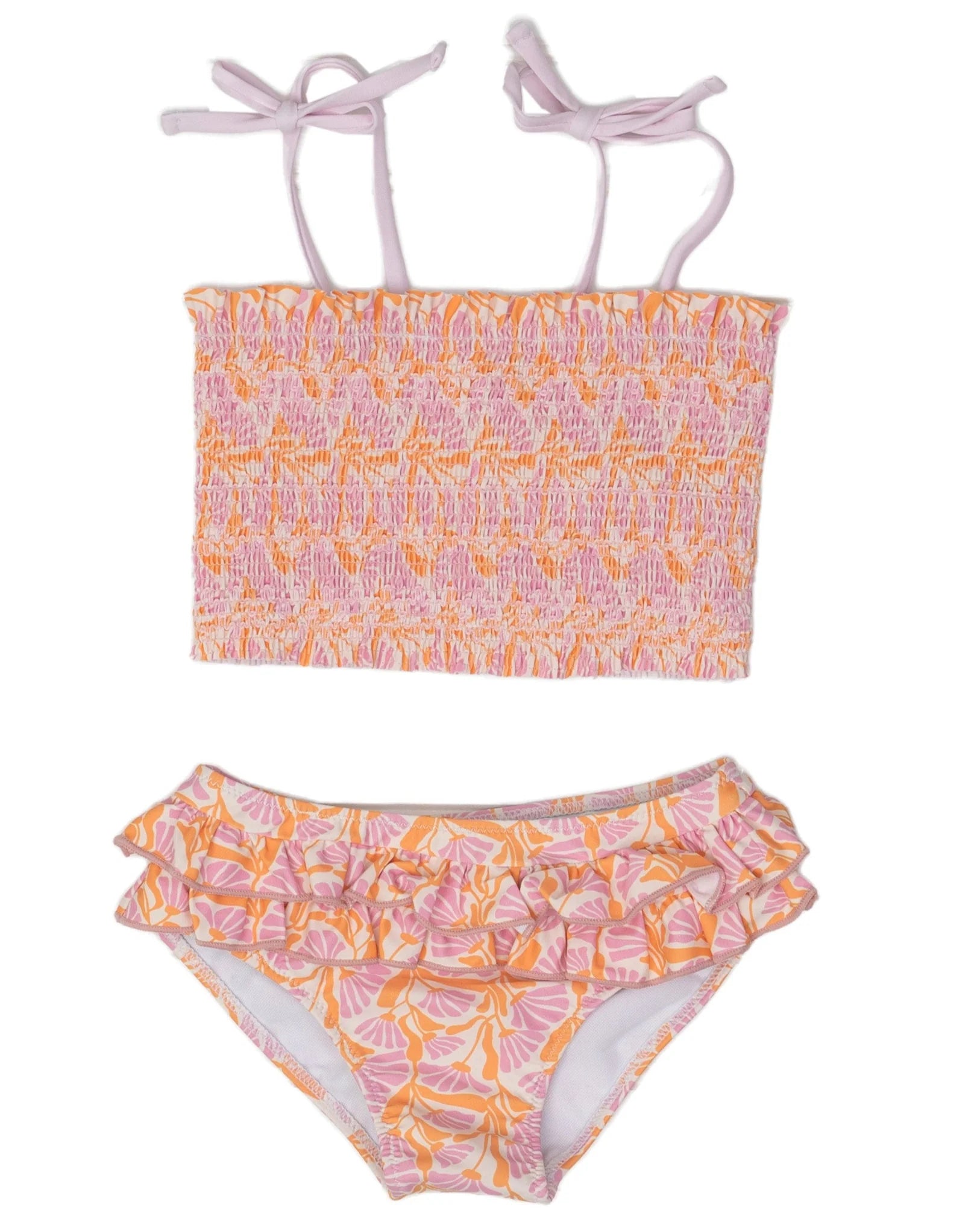 Santa Rosa Mod Pink & Orange Floral Two Piece Swim UPF50
