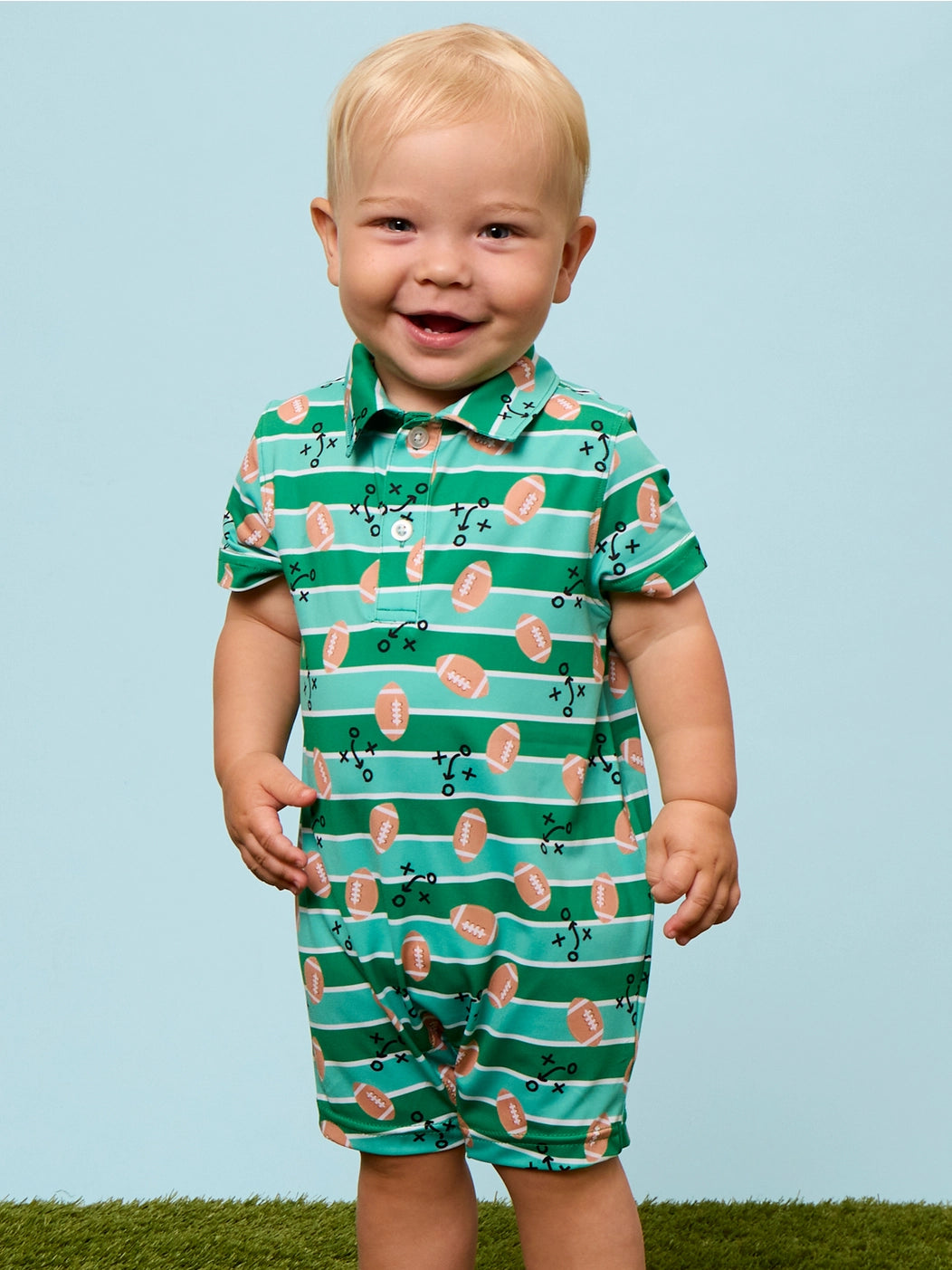 Touchdown Football Performance Polo Romper