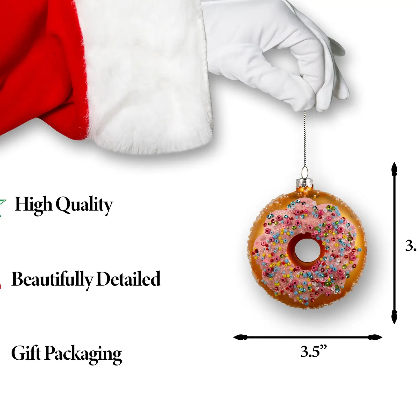 Pink Sprinkle Donut Glass Ornament