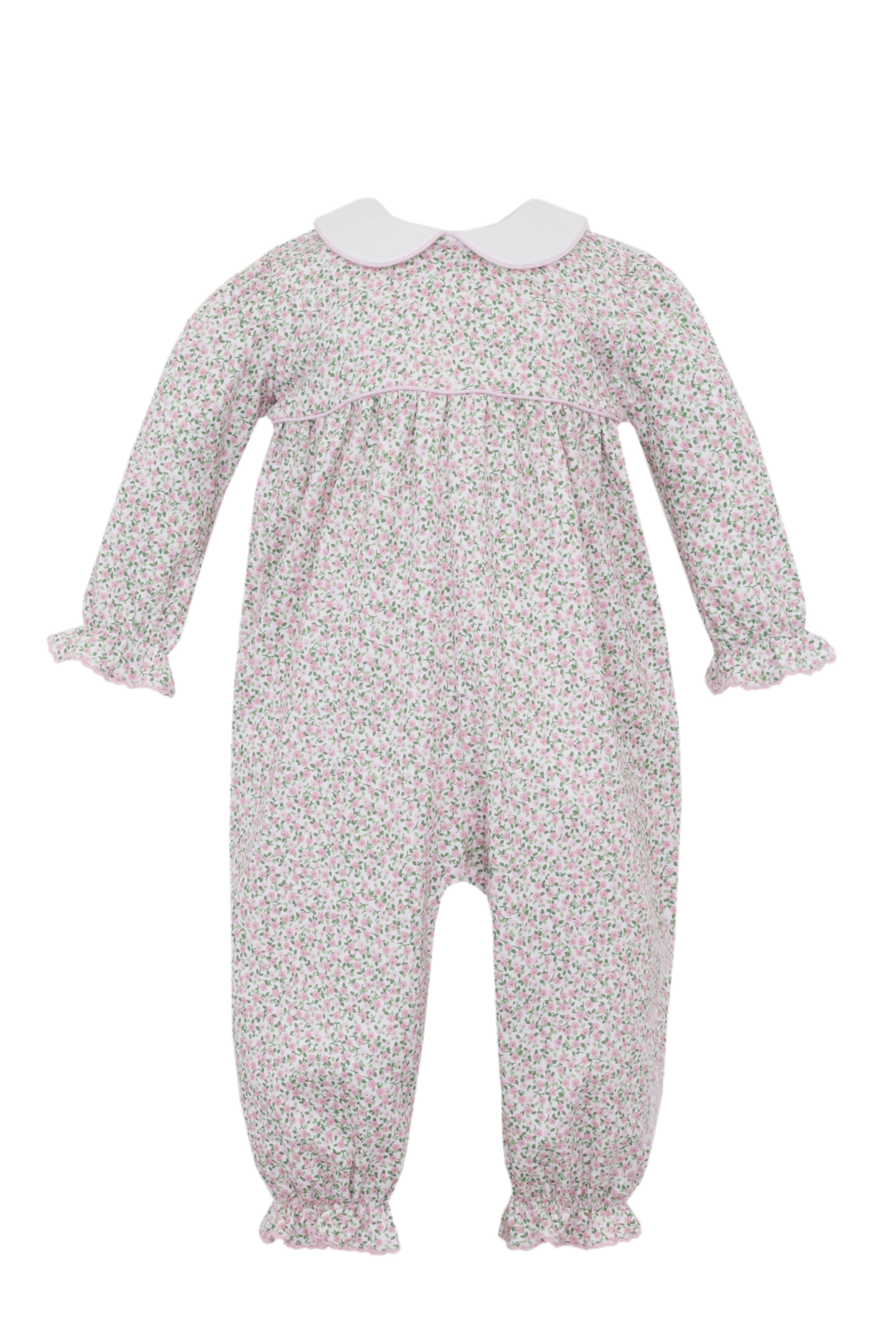 White Collared Floral Empire Waist Romper