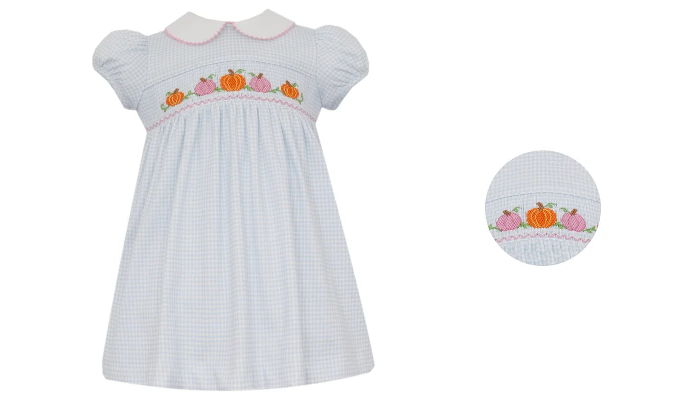 Pumpkin Blue Gingham Knit Dress