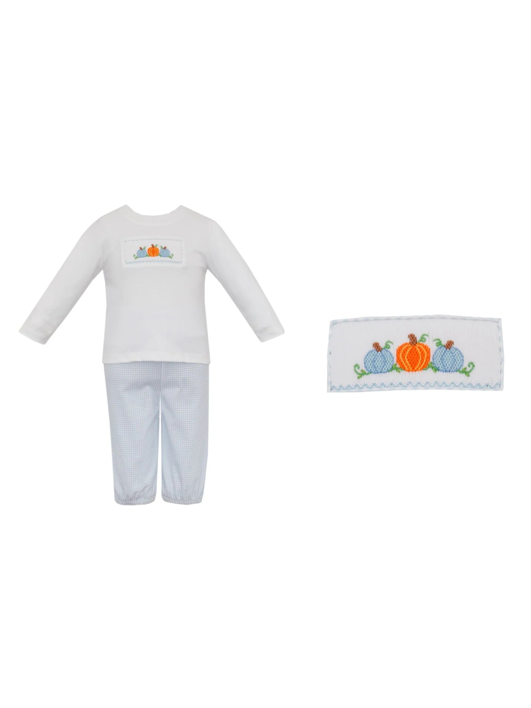 Pumpkin Blue Gingham Knit Pant Set
