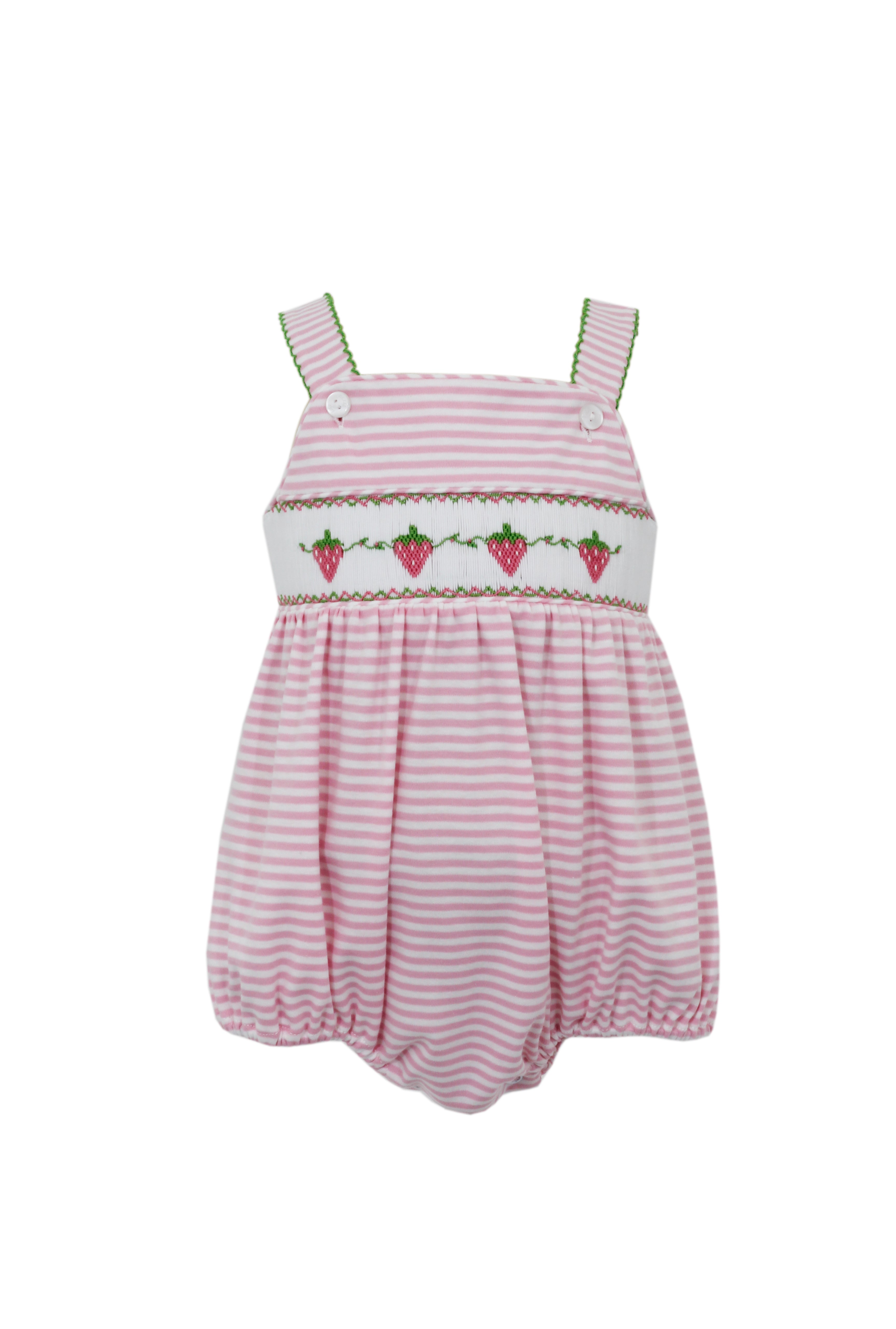 Pink Stripe Knit Strawberry Smocked Sunbubble