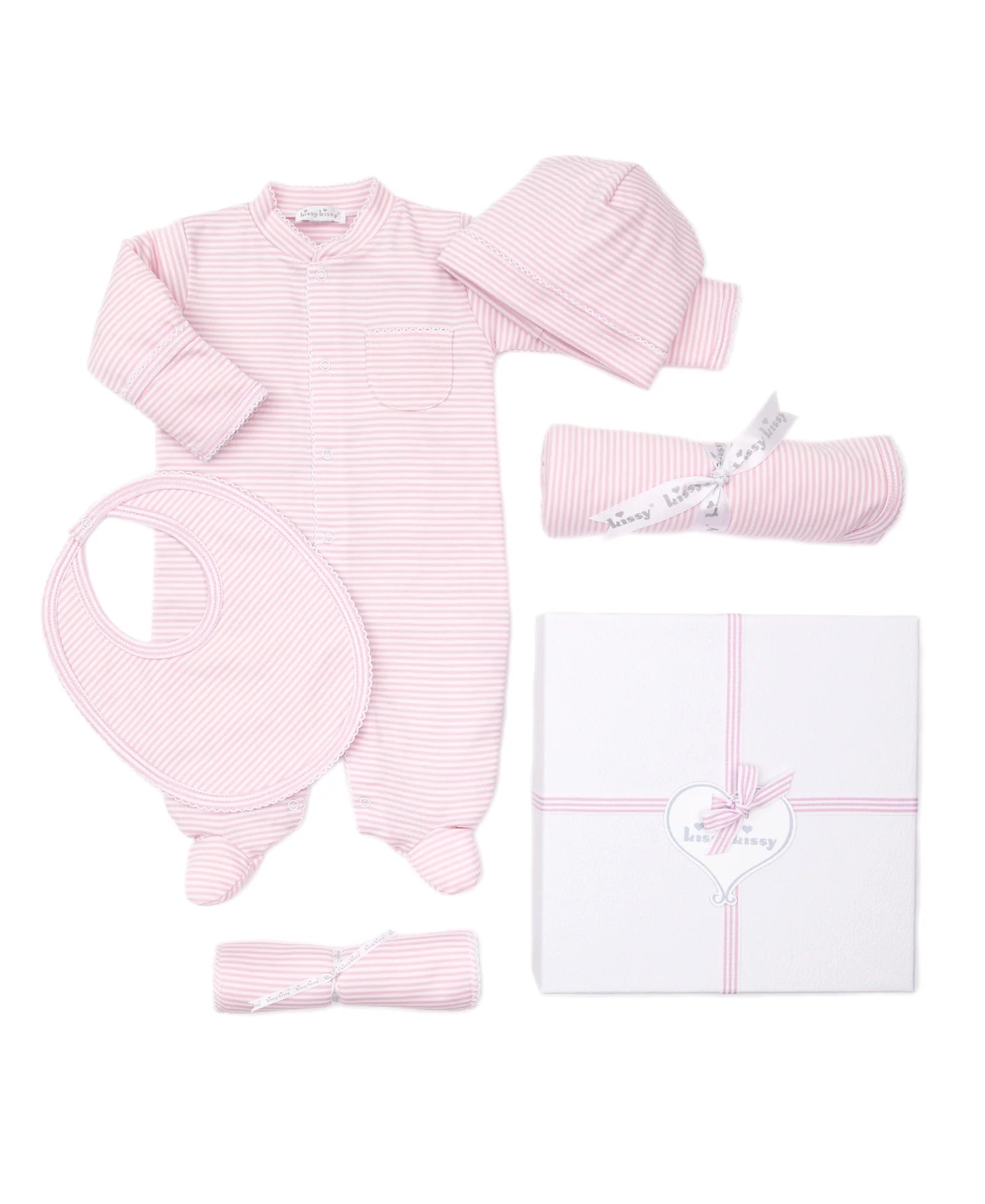 Kissy Pink Striped 5 Piece Gift Set