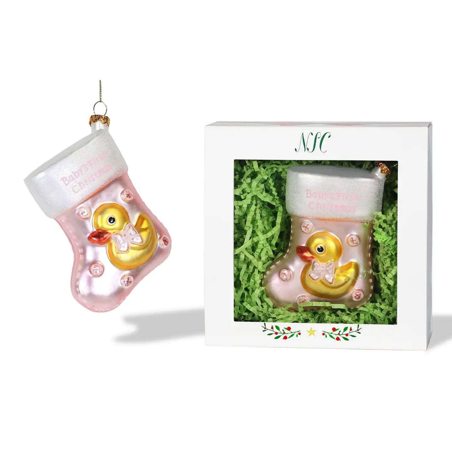 Baby Girl Stocking Glass Ornament