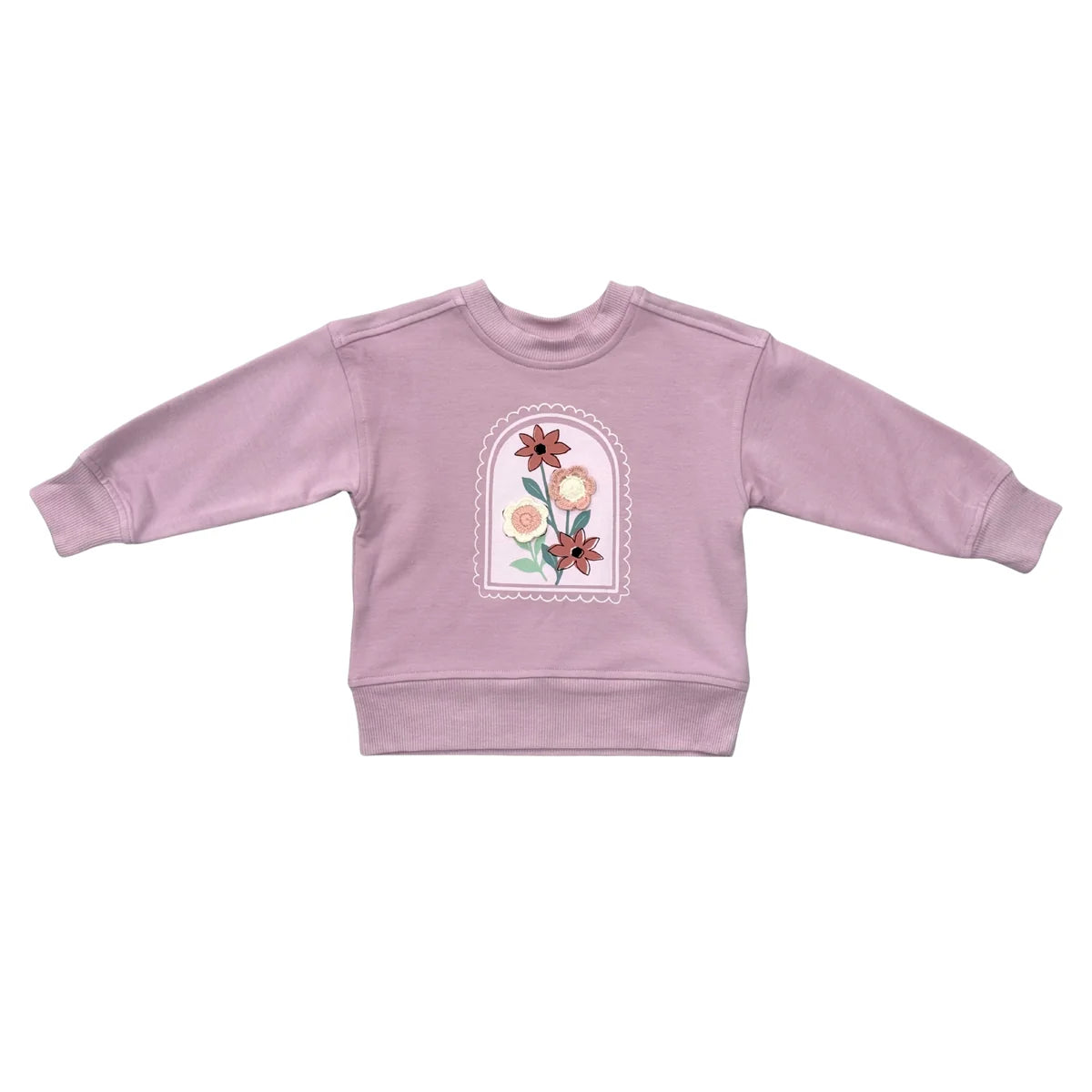 Crochet Flower Sweatshirt and Flare Pant Set