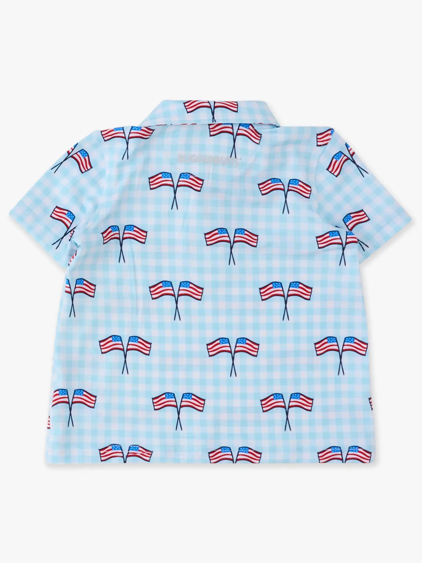 Boys Blue Patriotic Gingham Knit Short Sleeve Performance Polo