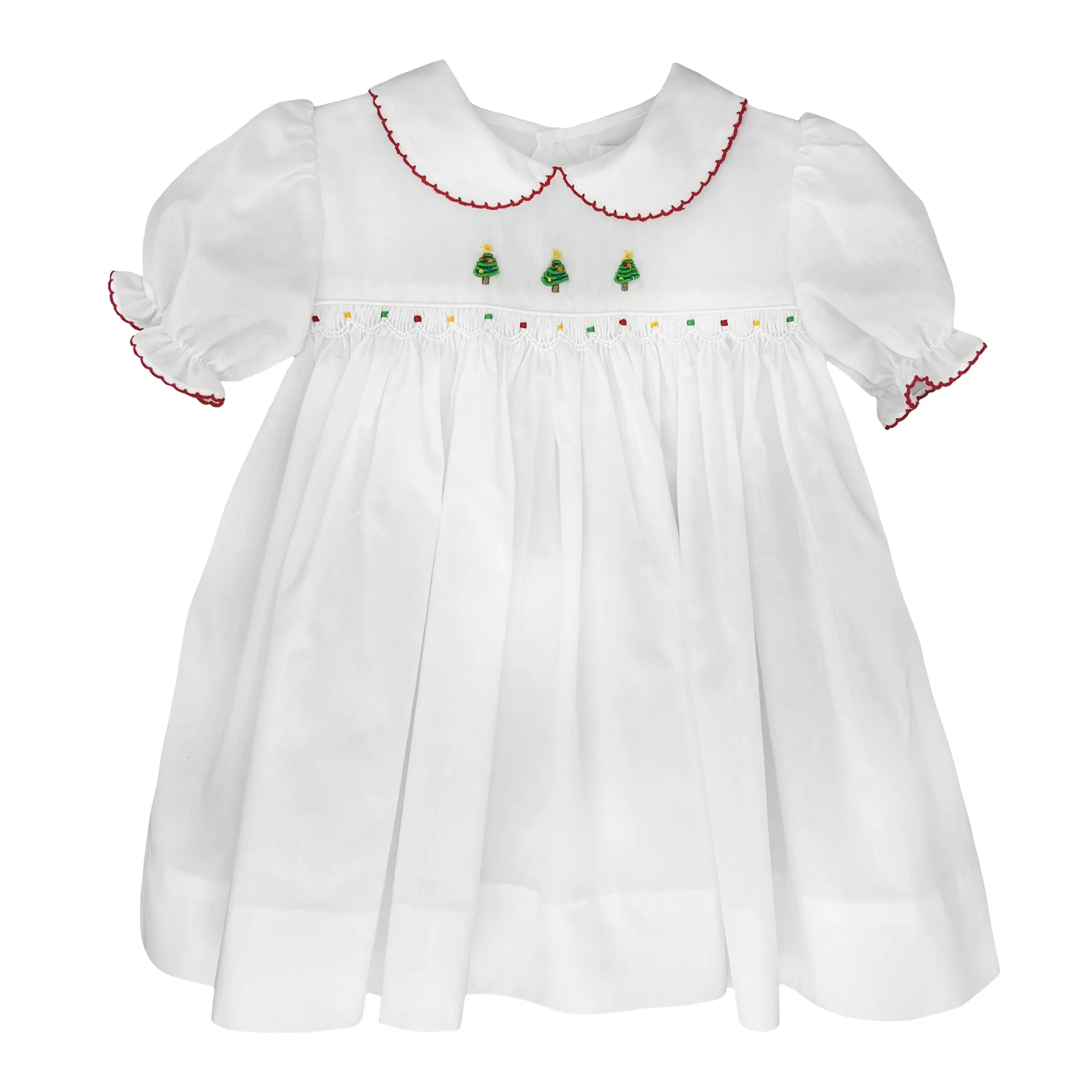 White Emb Tree Christmas Dress
