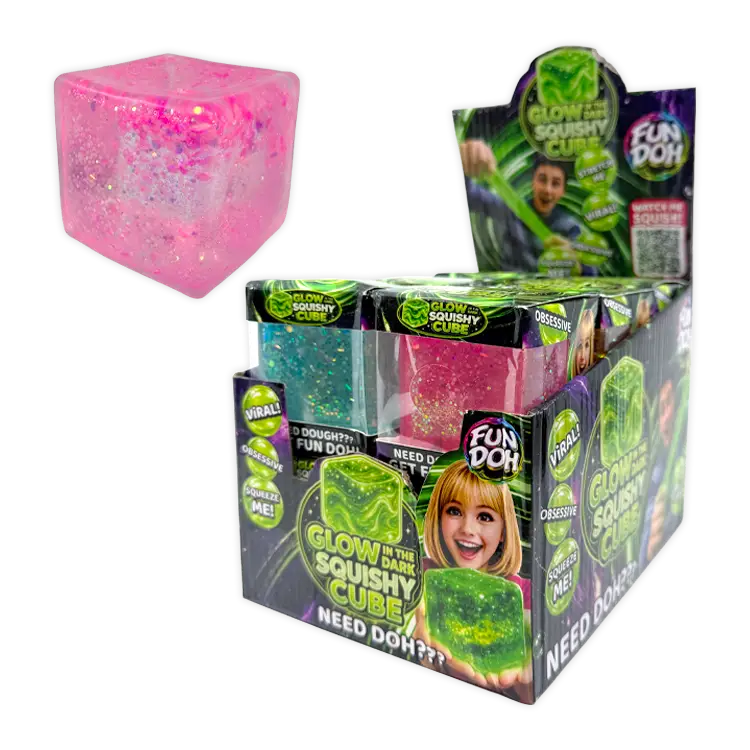 Fun Doh Glow in the Dark Squishy Sparkle Cube
