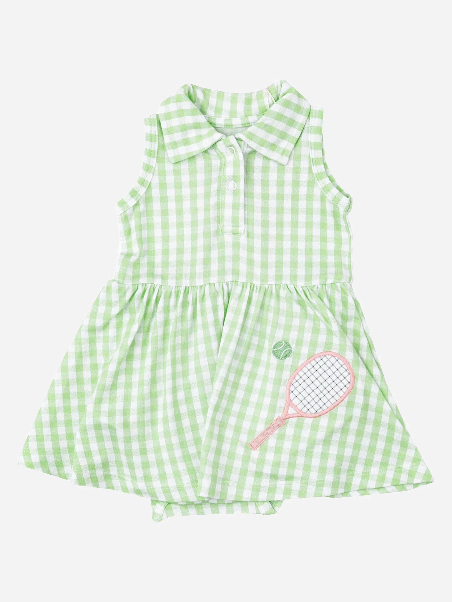 Green Gingham Tennis Polo Bodysuit Dress