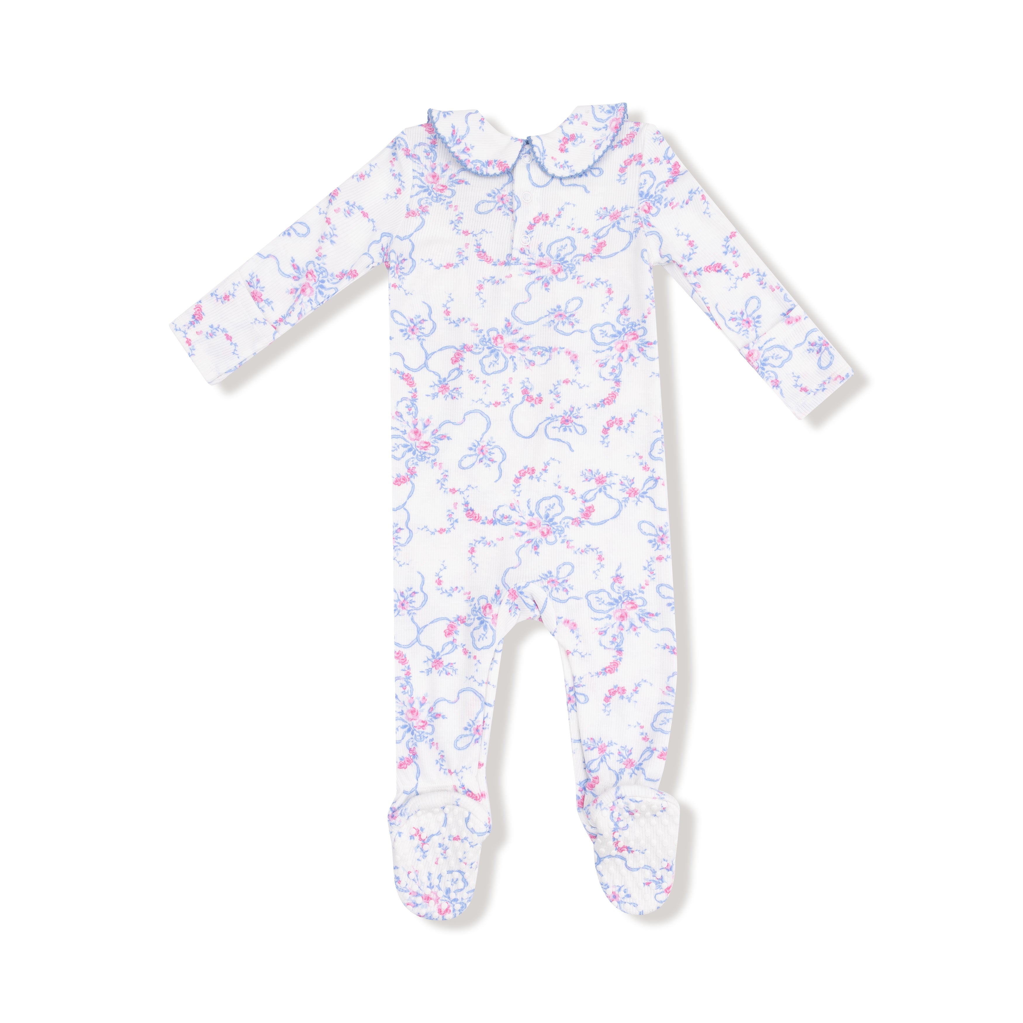 Ribbon Floral Smocked Peter Pan Footie