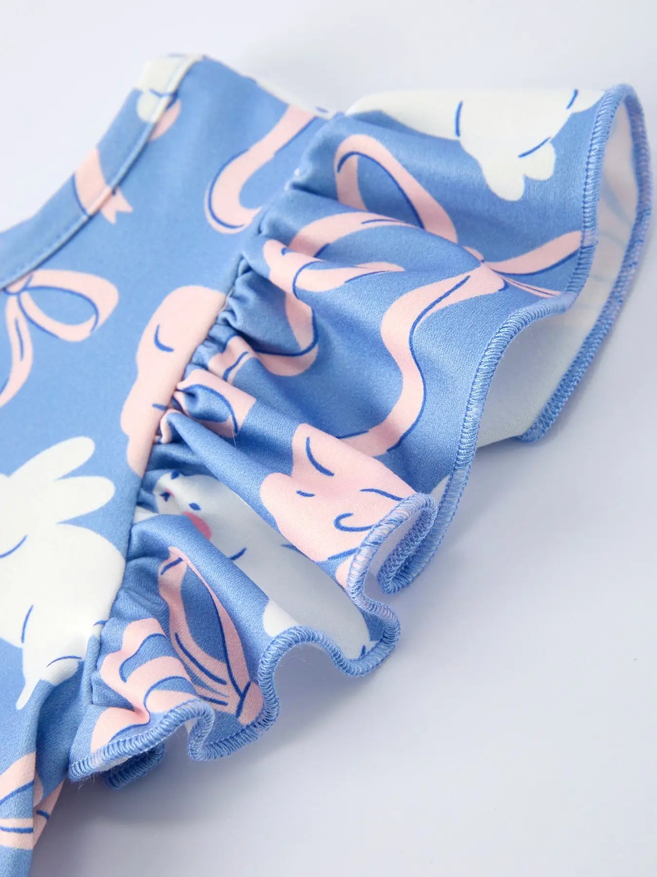 Easter Bunny Bow Pastel Girls Ruffle Hem Dress