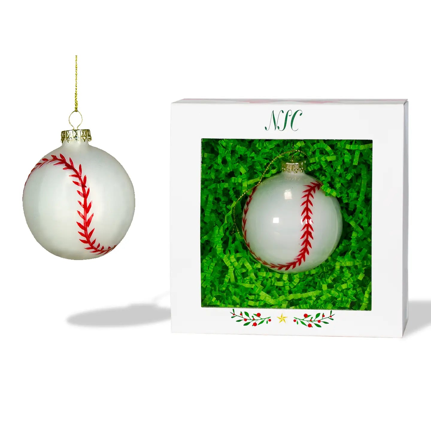 Baseball Glass Ornament