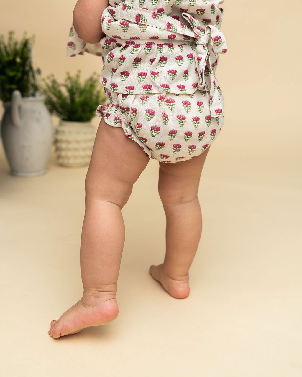 Mia Block Print Floral Dress + Bloomer