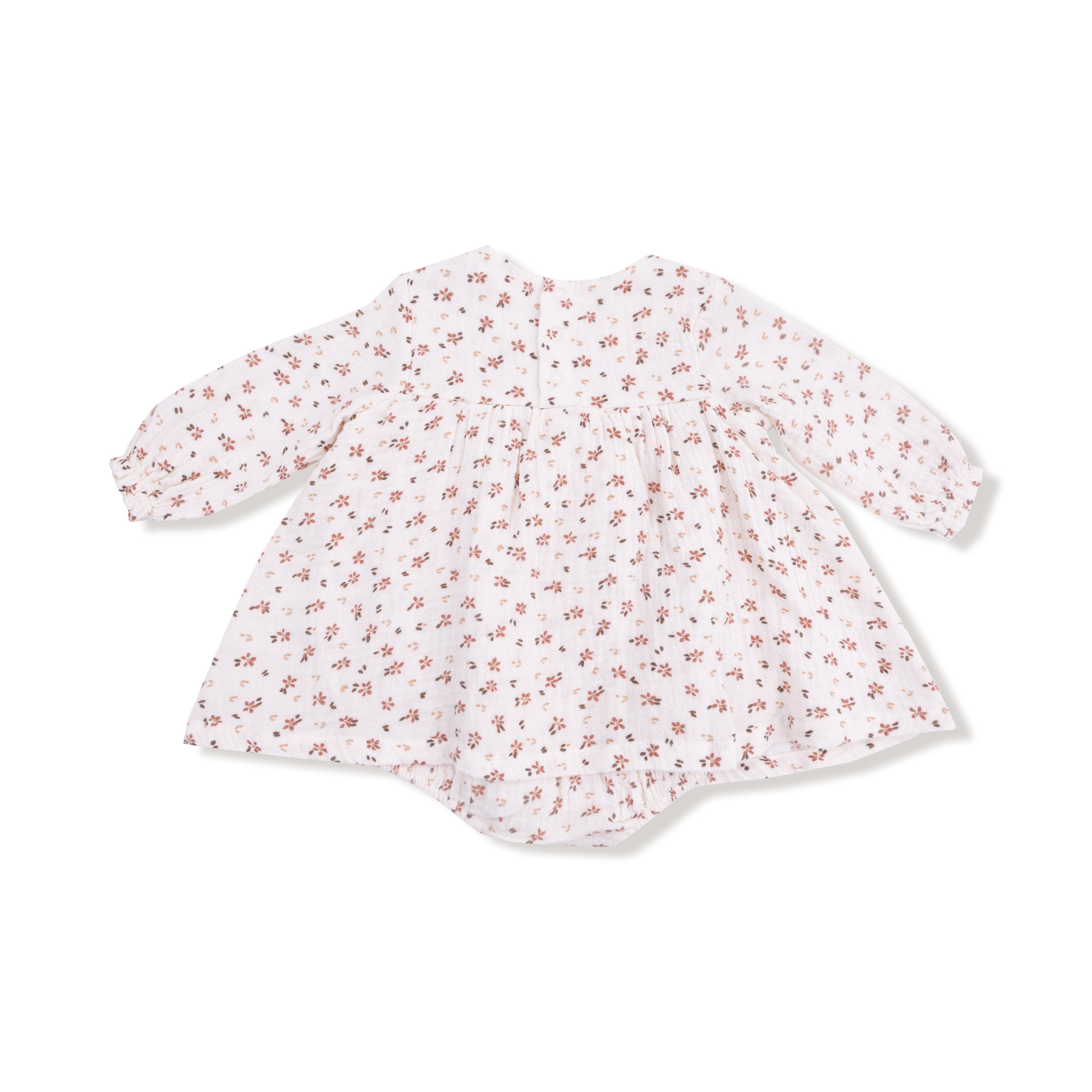 Muslin Pink Floral Smocked LS Bubble Dress