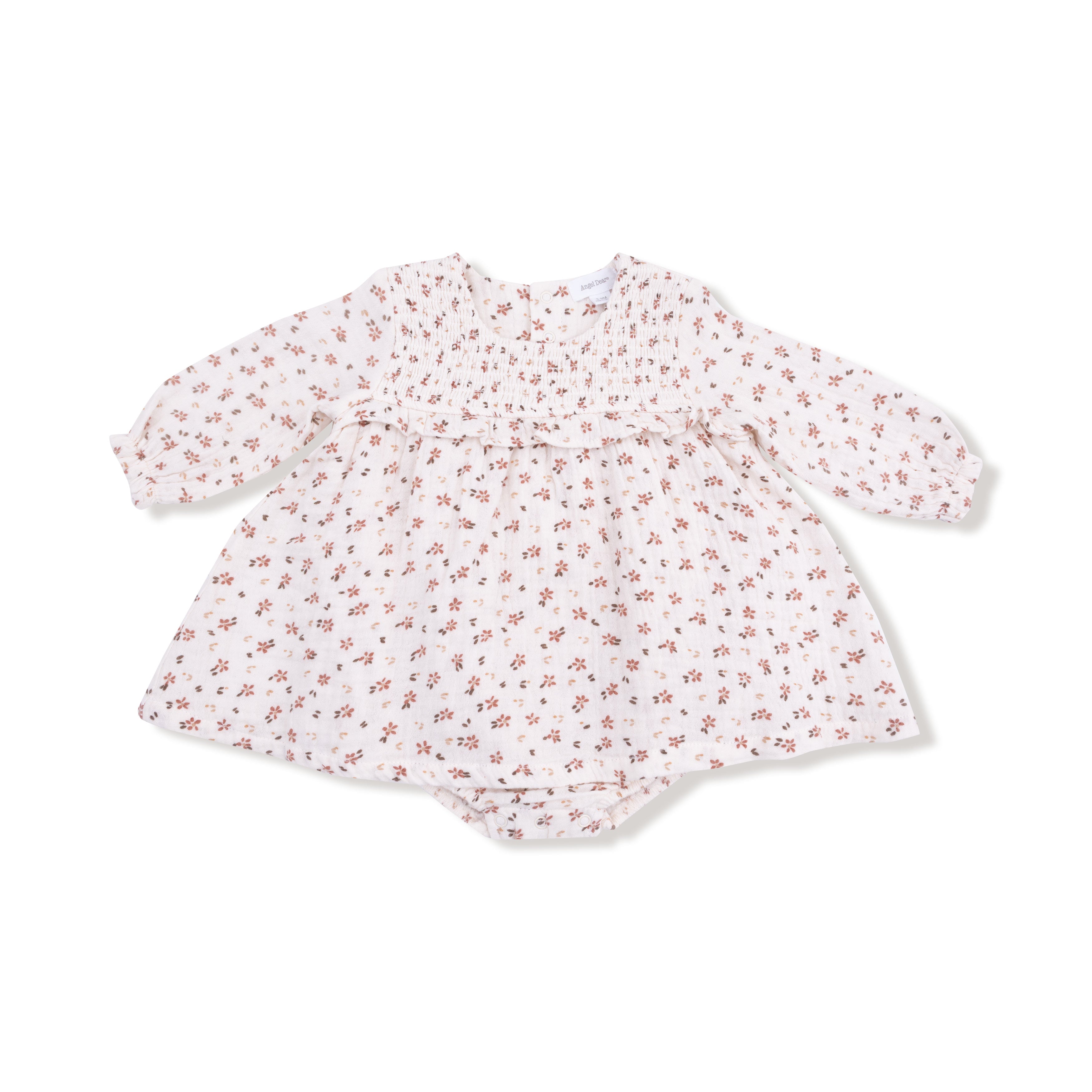Muslin Pink Floral Smocked LS Bubble Dress