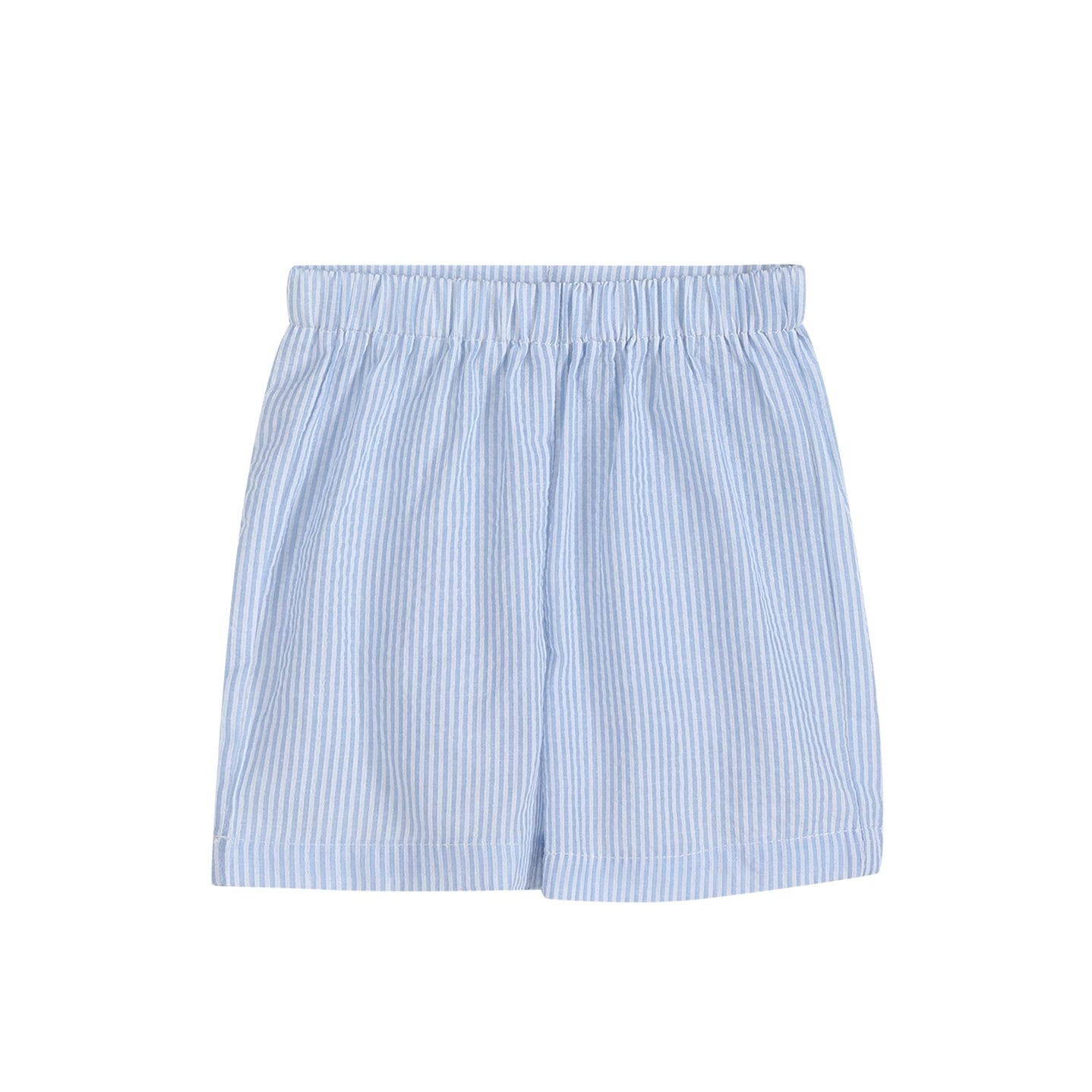 Blue Seersucker Bunnies Smocked Shirt and Boy Shorts Set