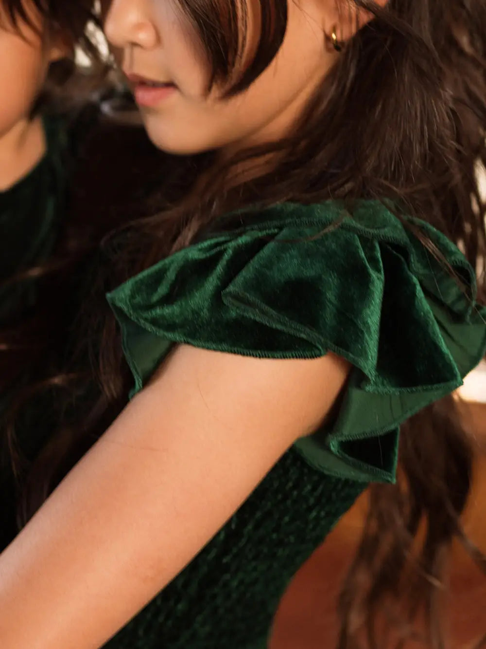 Mini Hattie Dress in Emerald Velvet