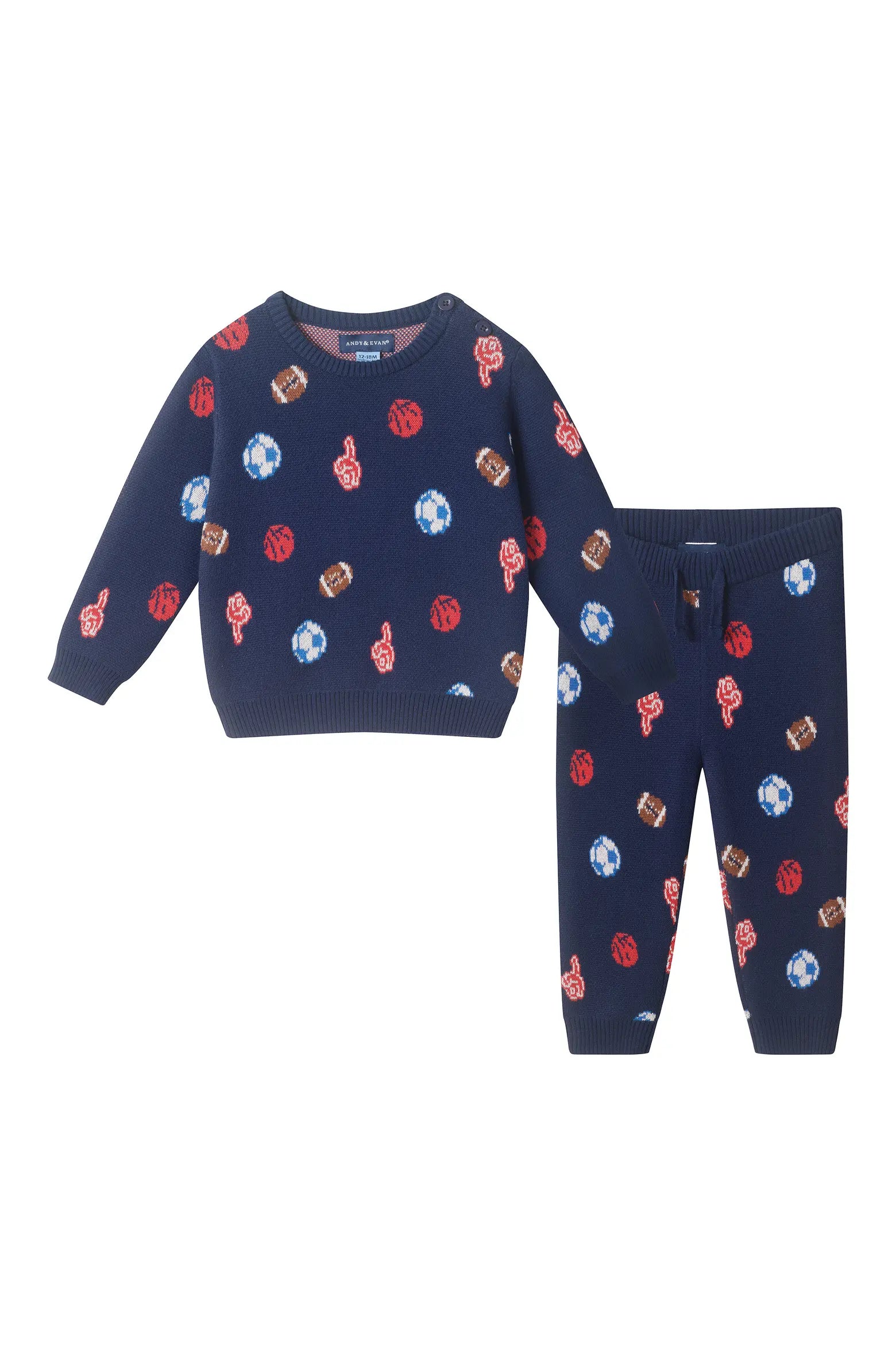 Navy Sports Sweater Set