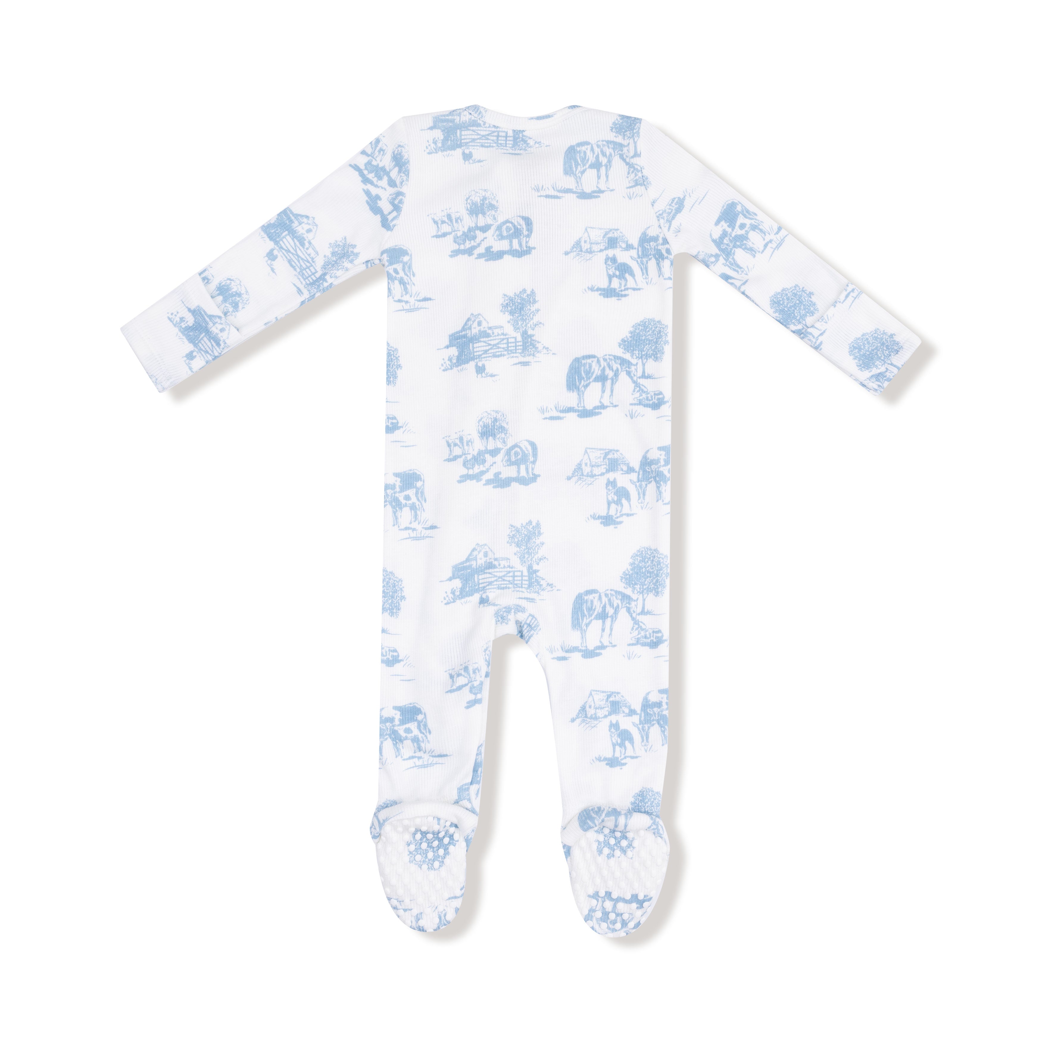 Blue Farm Toile 2-Way Zip Footie