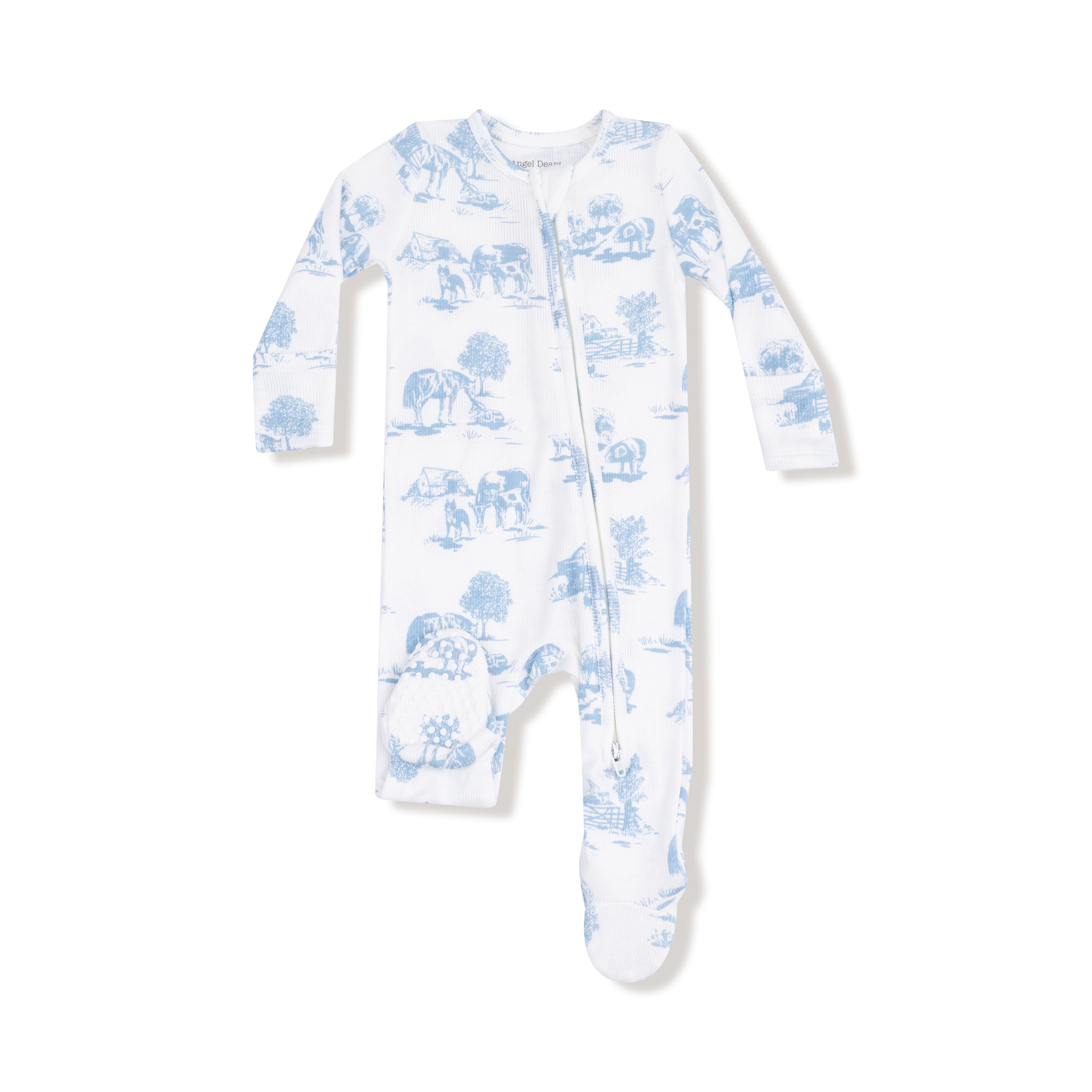 Blue Farm Toile 2-Way Zip Footie
