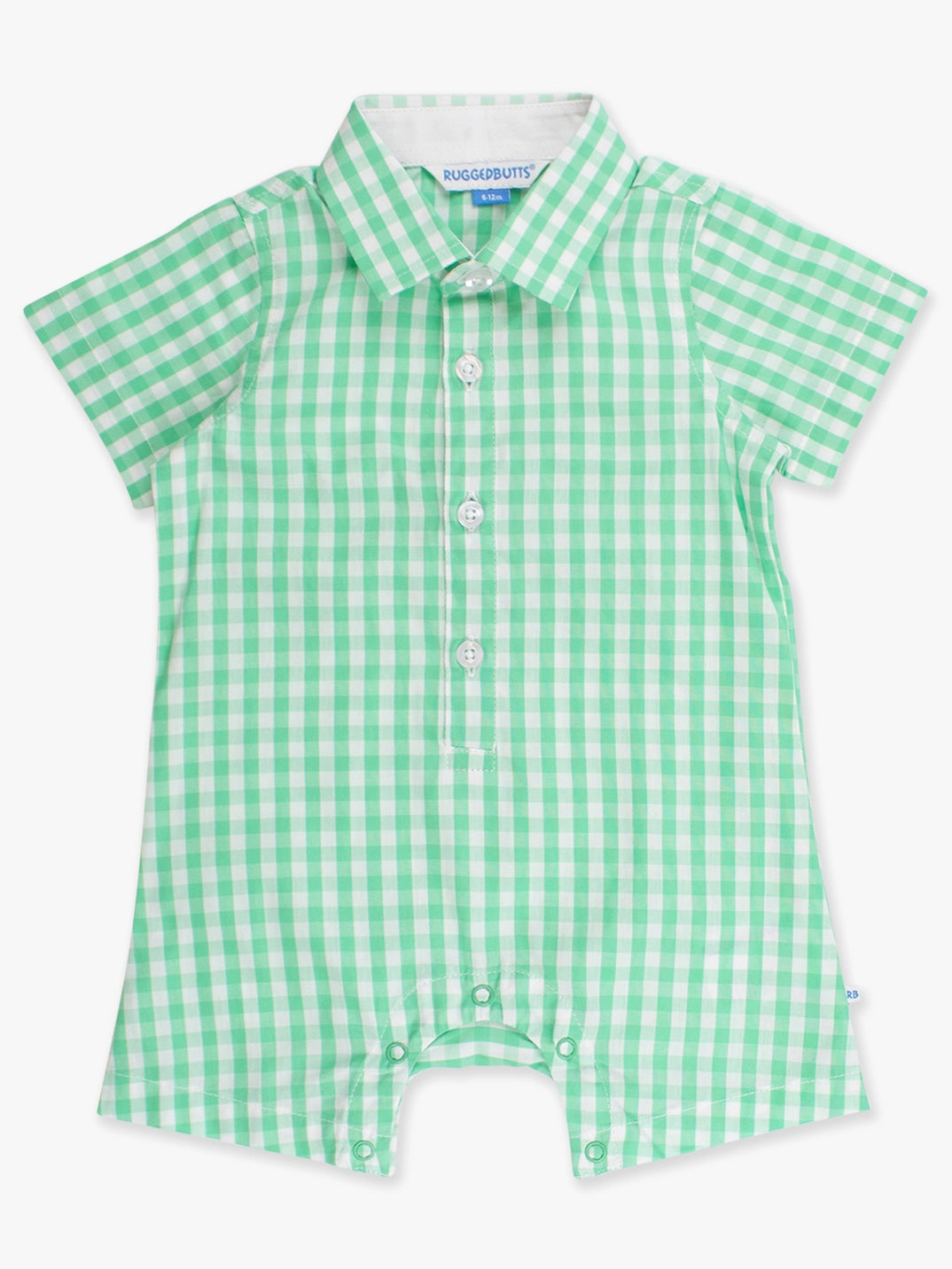 Spring Bud Gingham Short Sleeve Woven Button-Up Romper