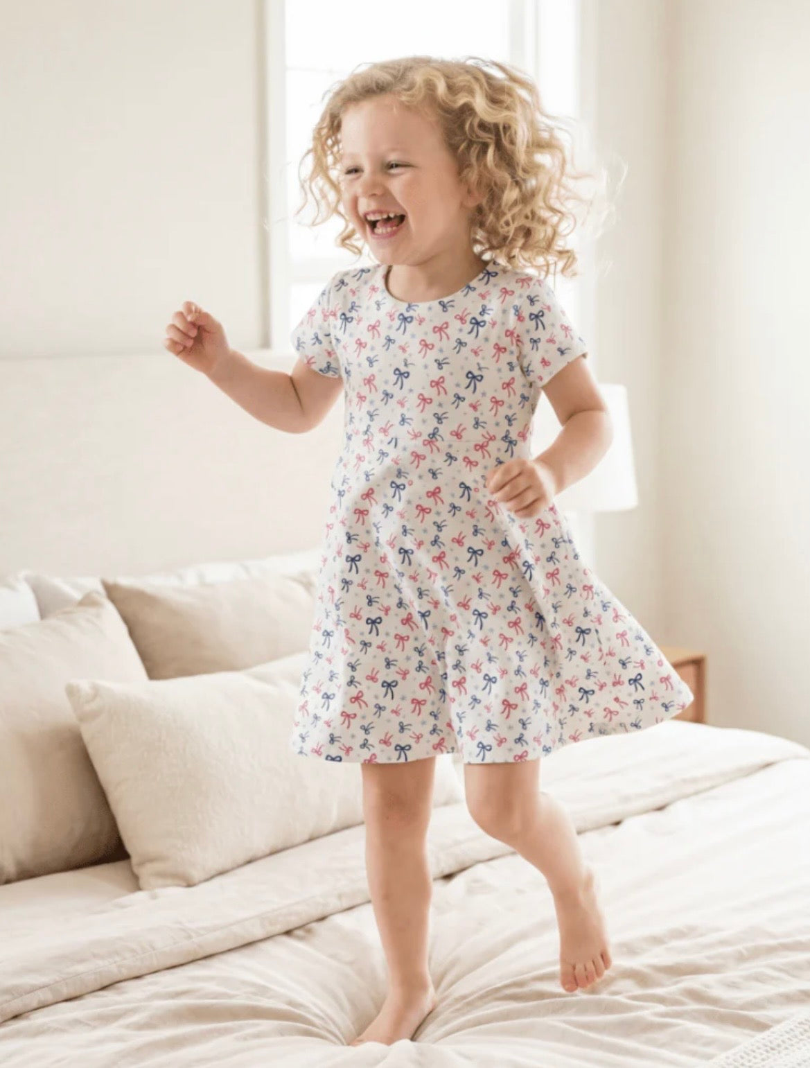 God Bless Bows Cap Sleeve Swirly Dress