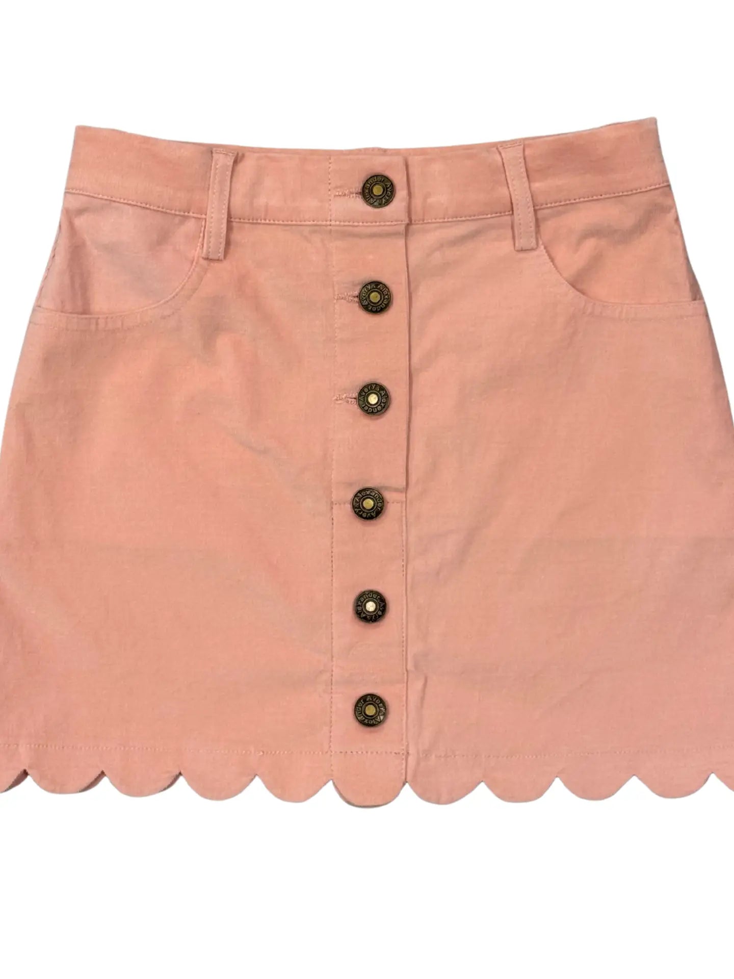 Rose Cloud Scallop Hem Corduroy Skirt