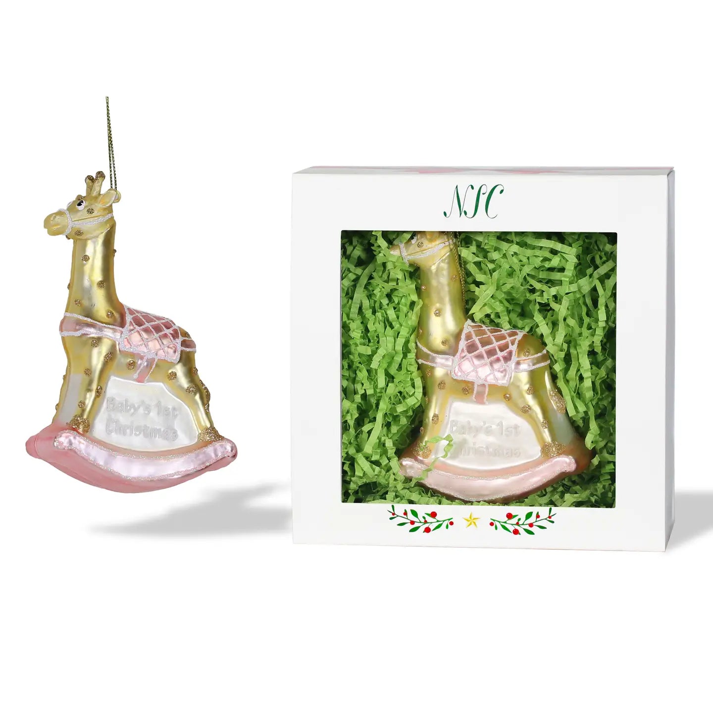 Baby Girl Giraffe Glass Ornament