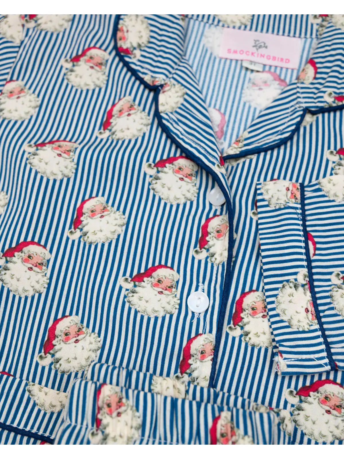 Navy Striped Vintage Santa Pajama Set