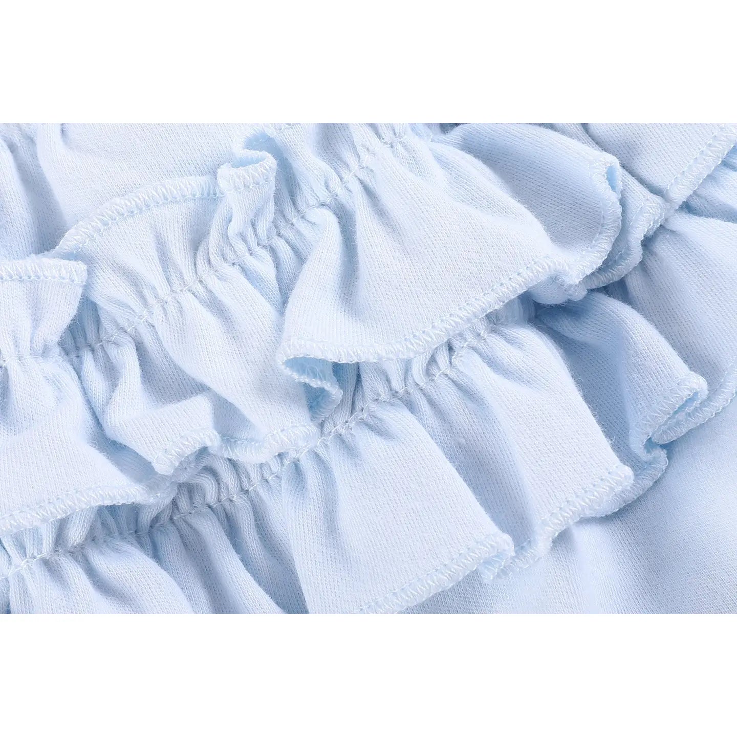 2 pc Light Blue and White Ruffle Knit Cotton Baby Bloomers