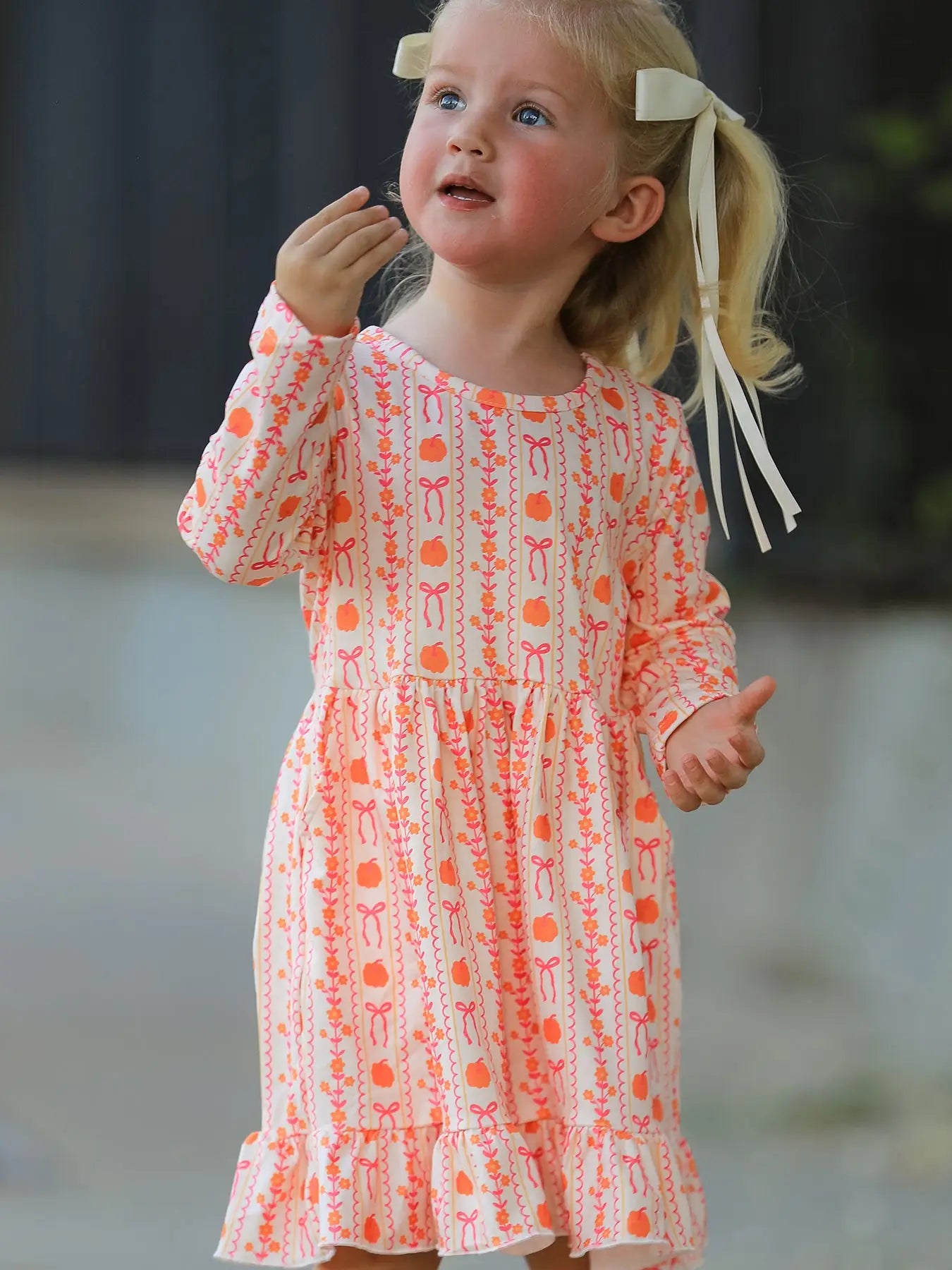 Pumpkin and Bow Pocket Dress
