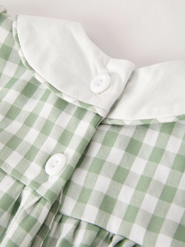 Pumpkin Applique Green Plaid Dress