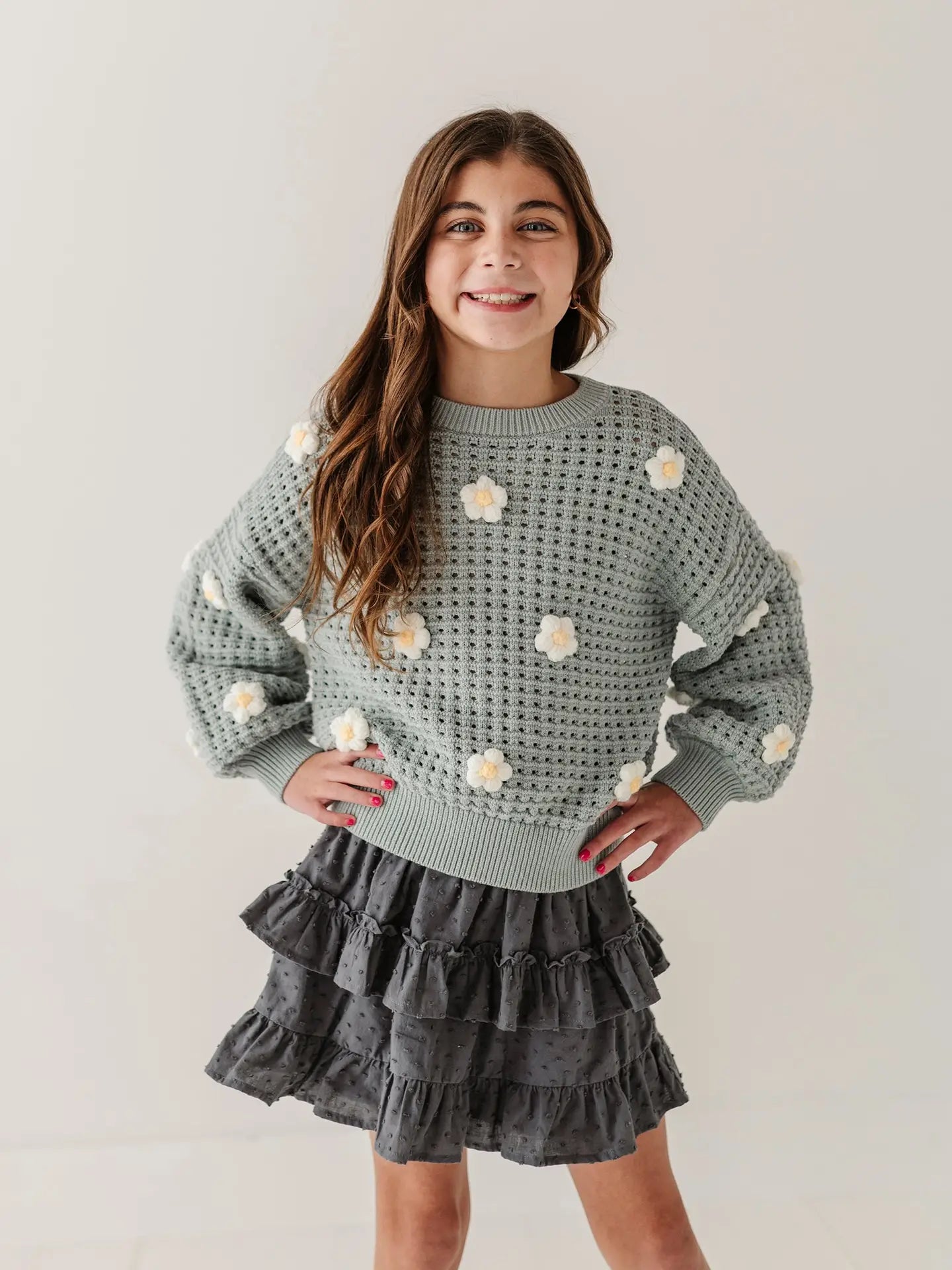 Soft Juniper Flower Sweater