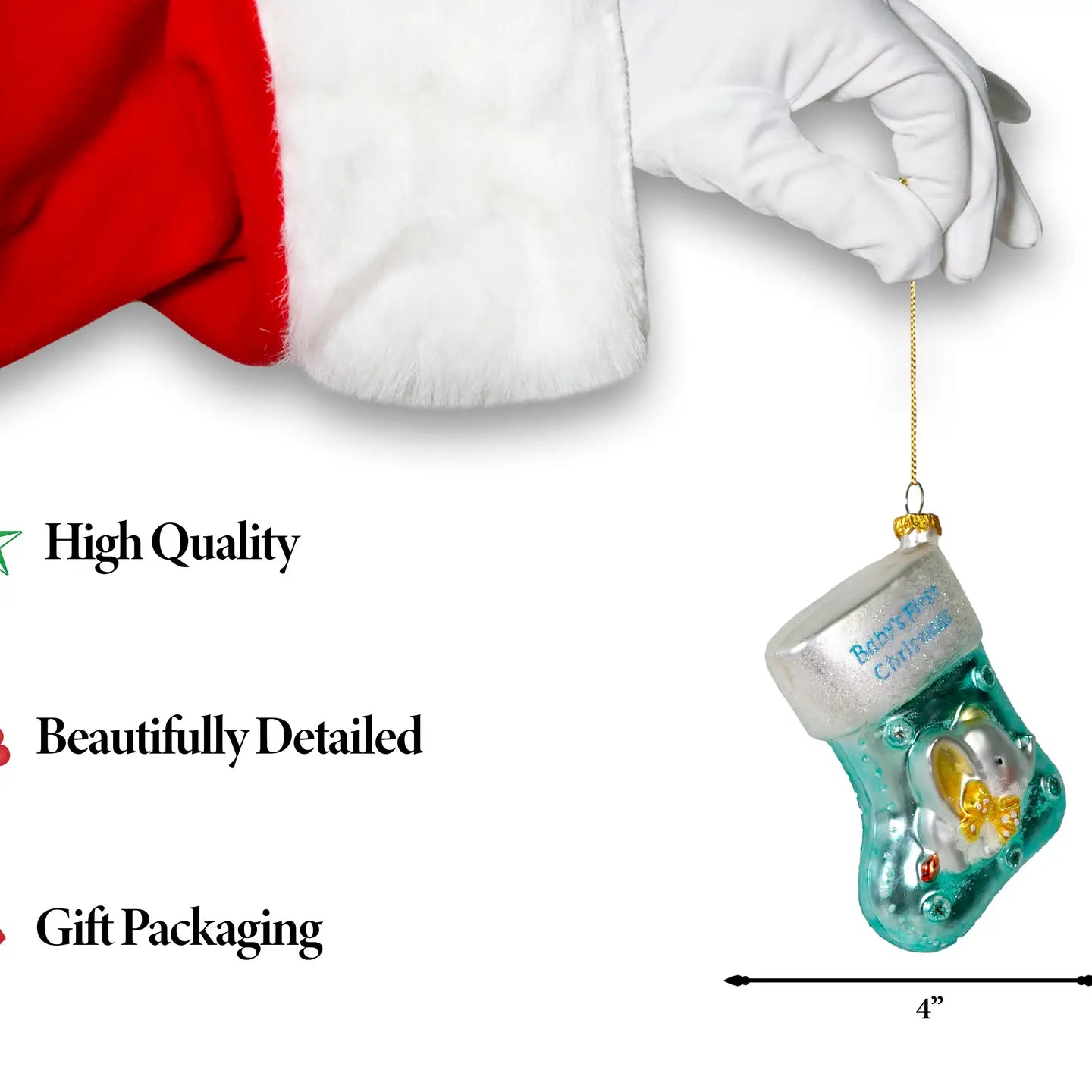 Baby Boy Stocking Glass Ornament