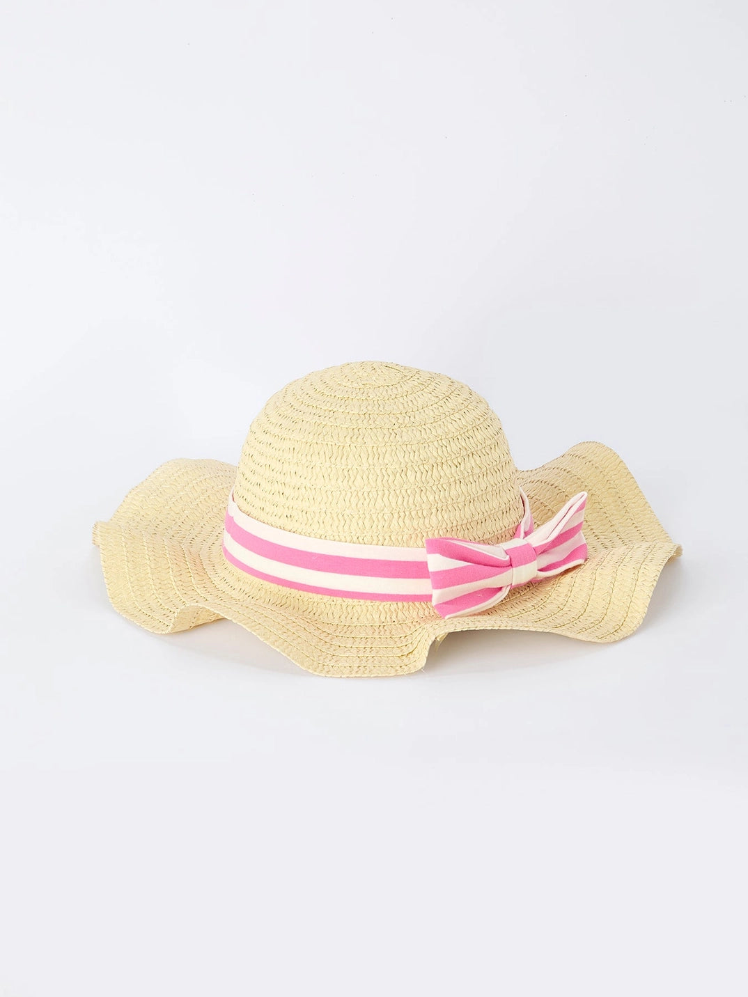 Spring  Pink Striped Ruffled Girls' Dress with Hat