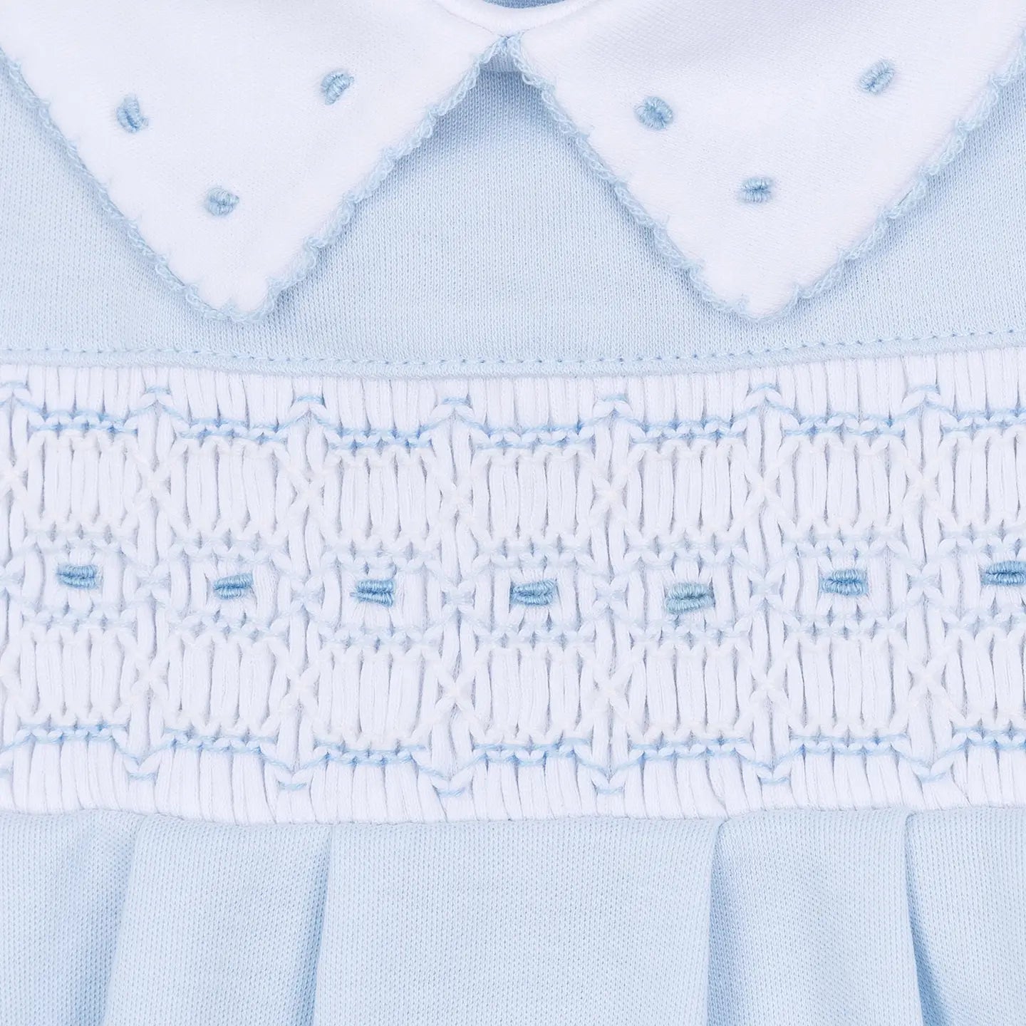 Landry Smocked Footie - Light Blue