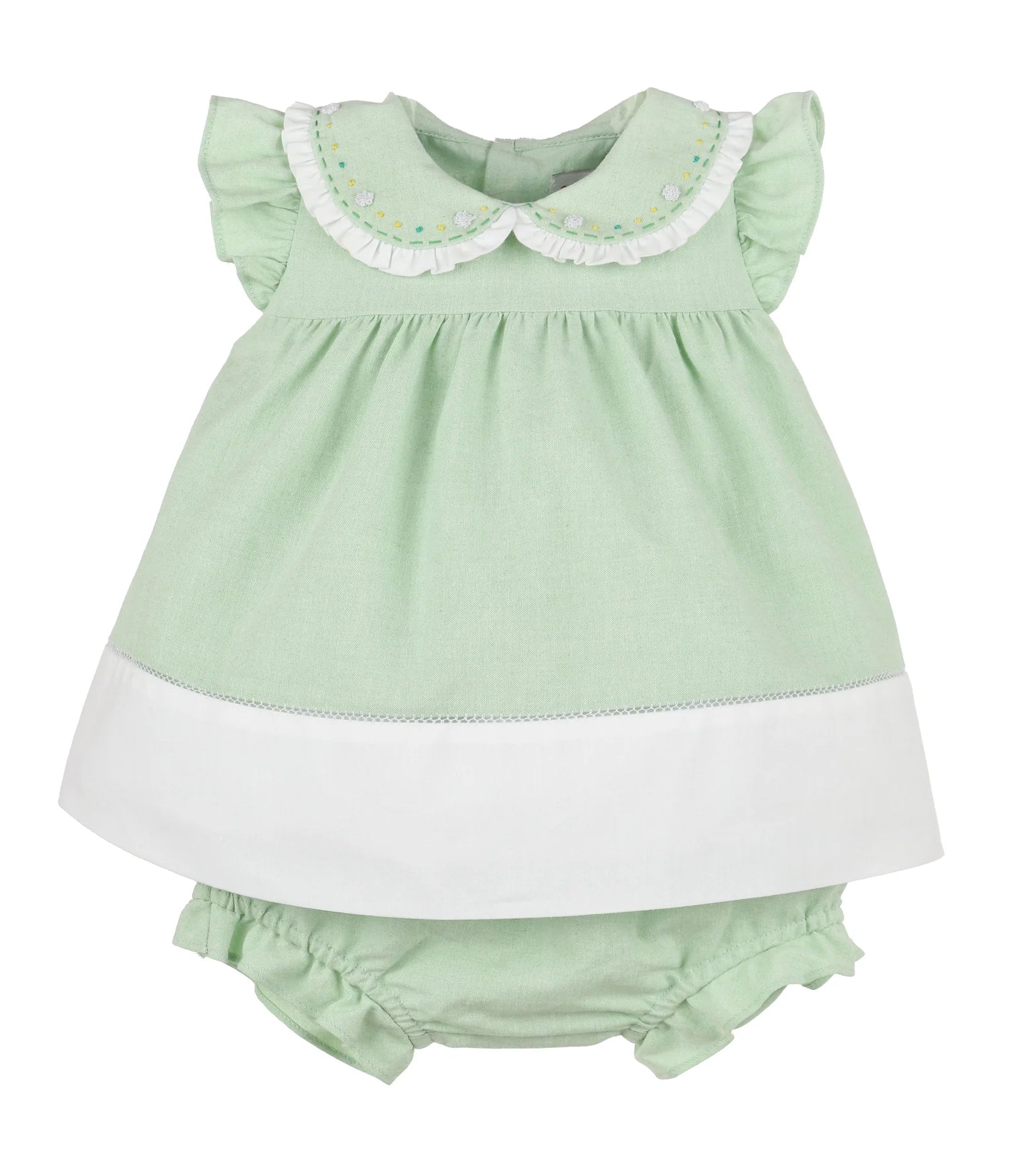 Green Augusta Ruffle Collar Dress