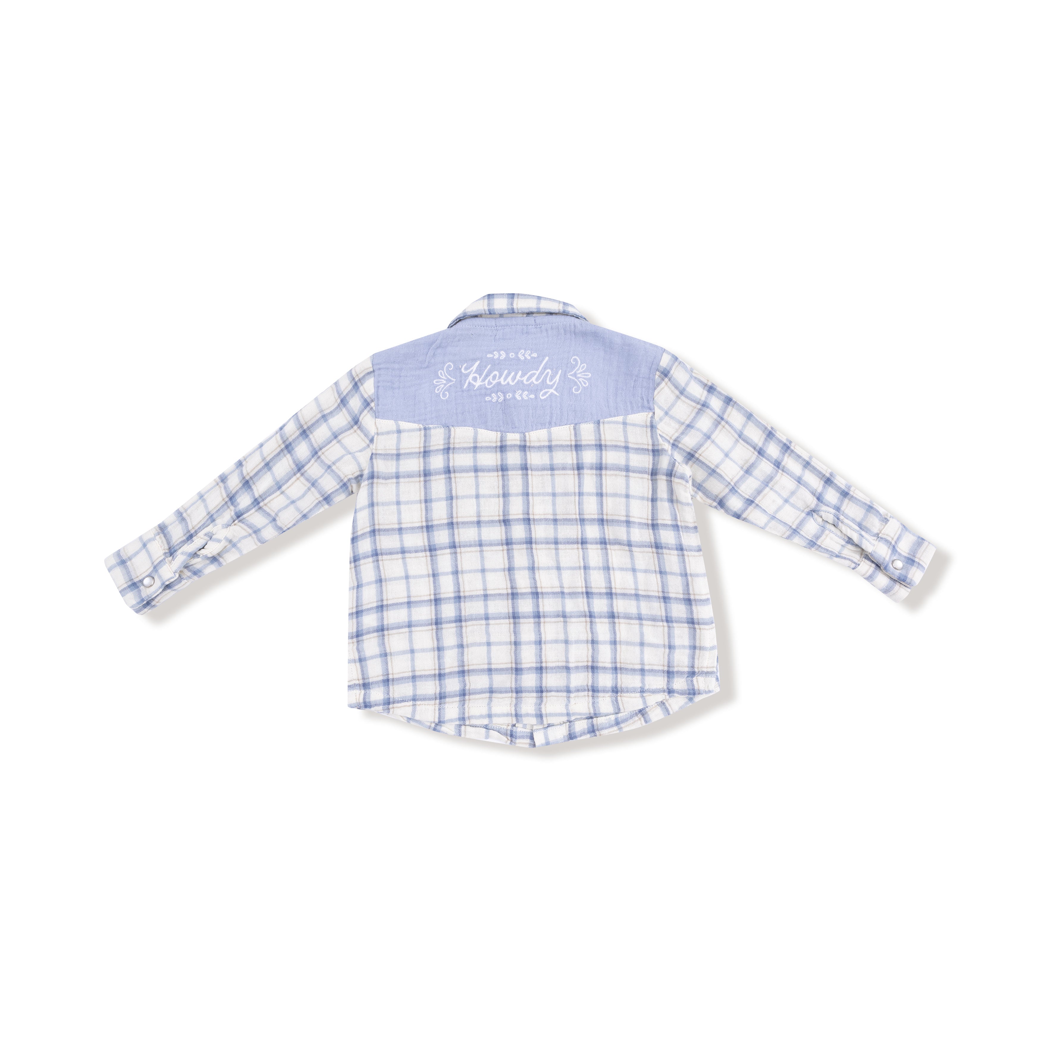 Blue Plaid Western Pearl Snap HOWDY Shirt