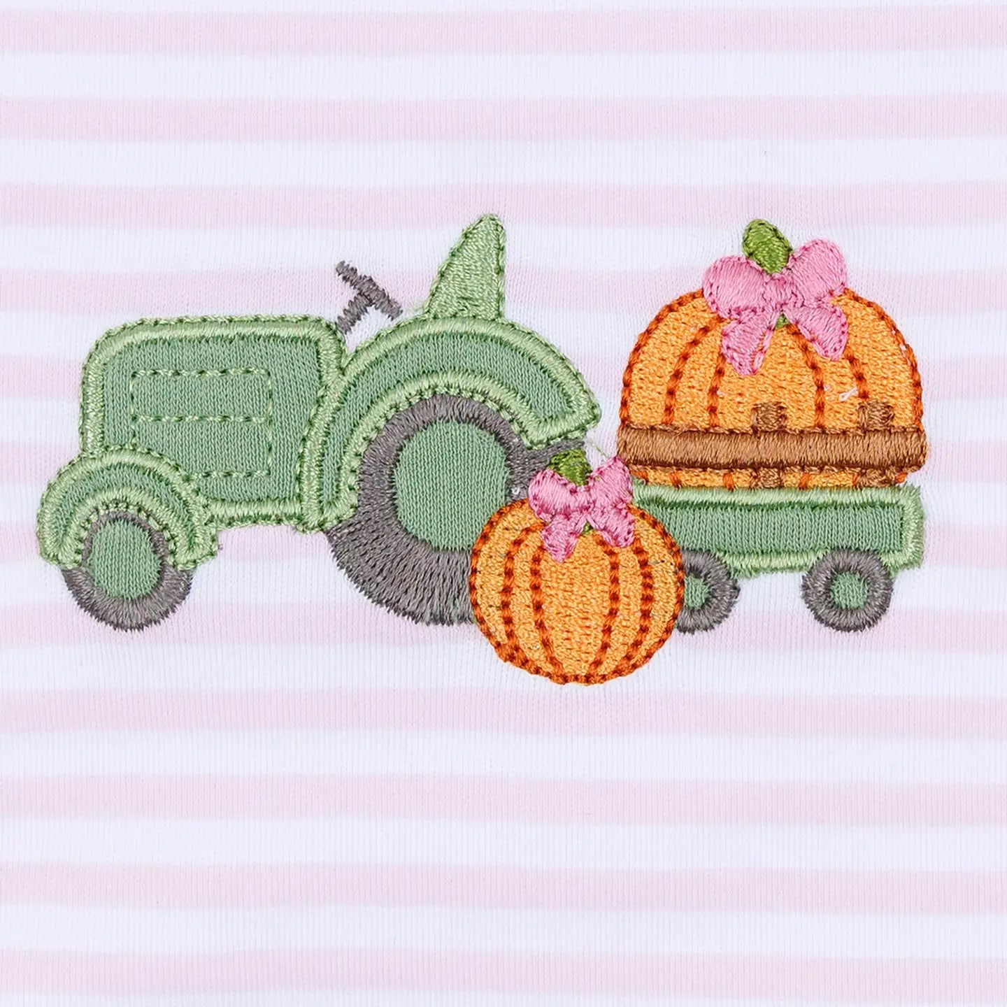 Pumpkin Tractor Applique Ruffle Bubble