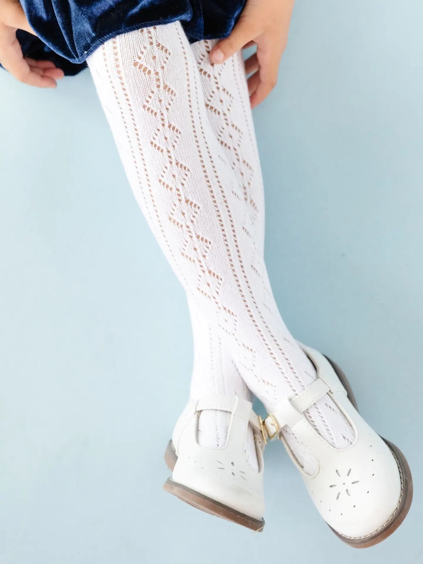 Fancy Knit Tights - White